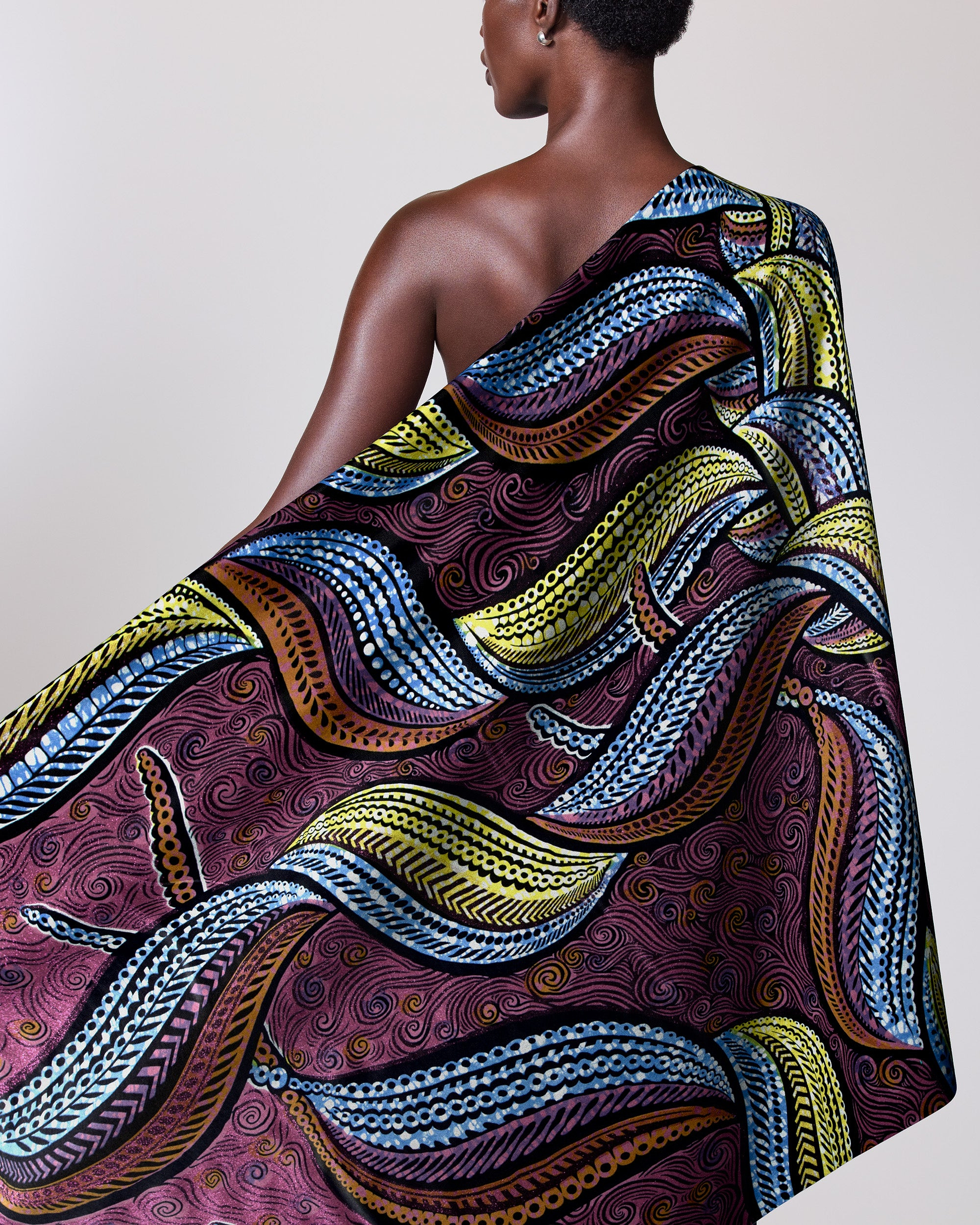 Vibrant one-shoulder wrap dress rich grand super-wax vls1894.006