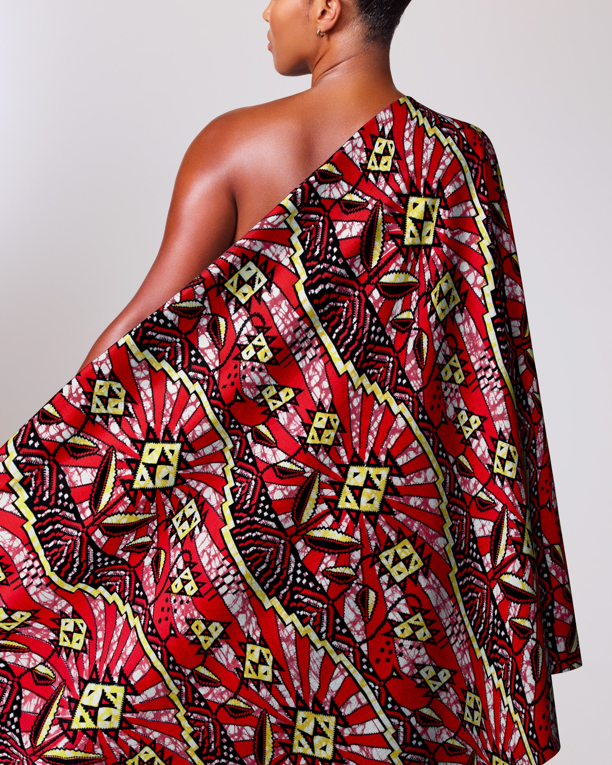 Vibrant red black yellow geometric-patterned super-wax vls2069.002