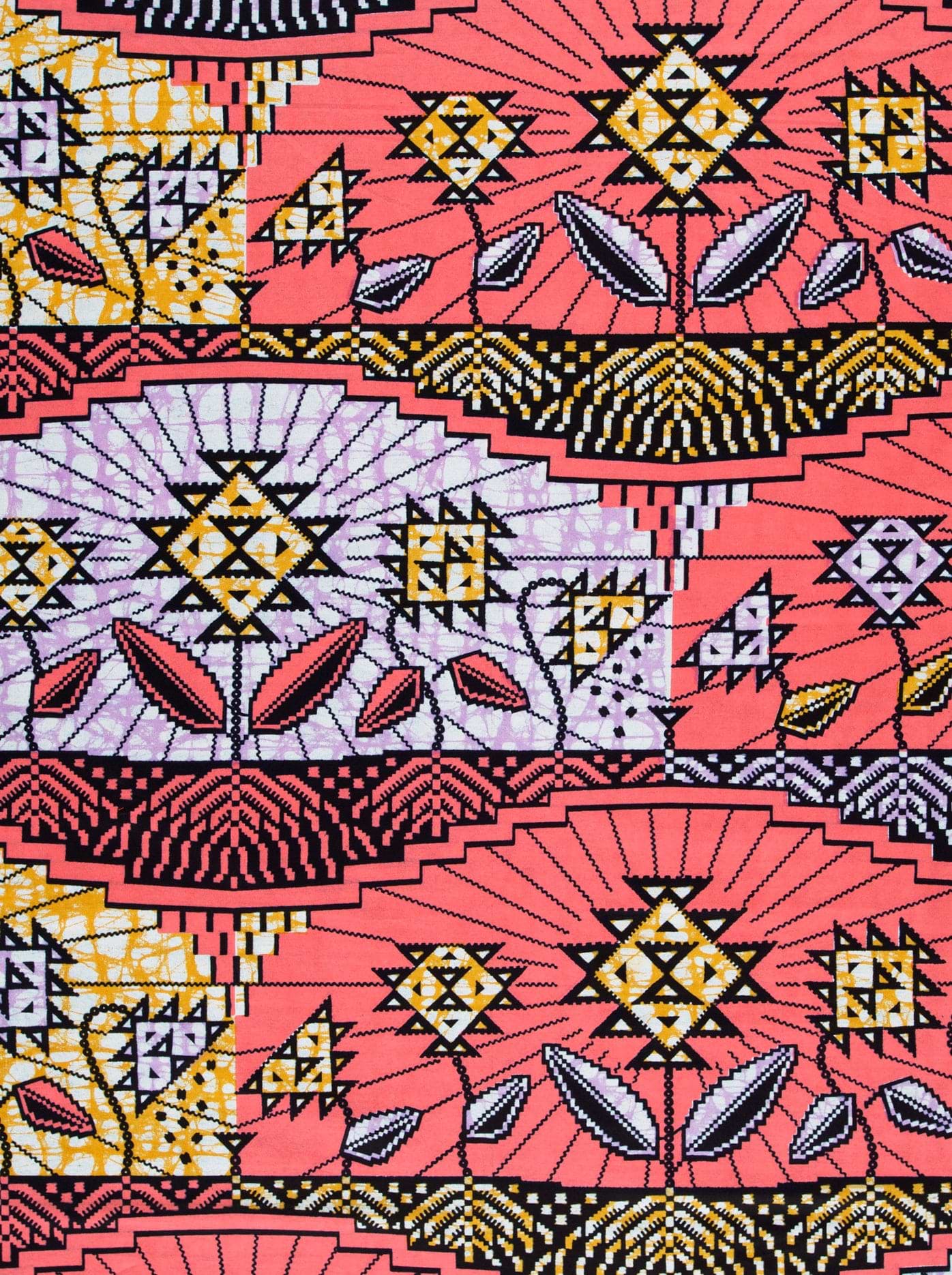 Vibrant coral lavender patterned fabric super-wax vls2069.004