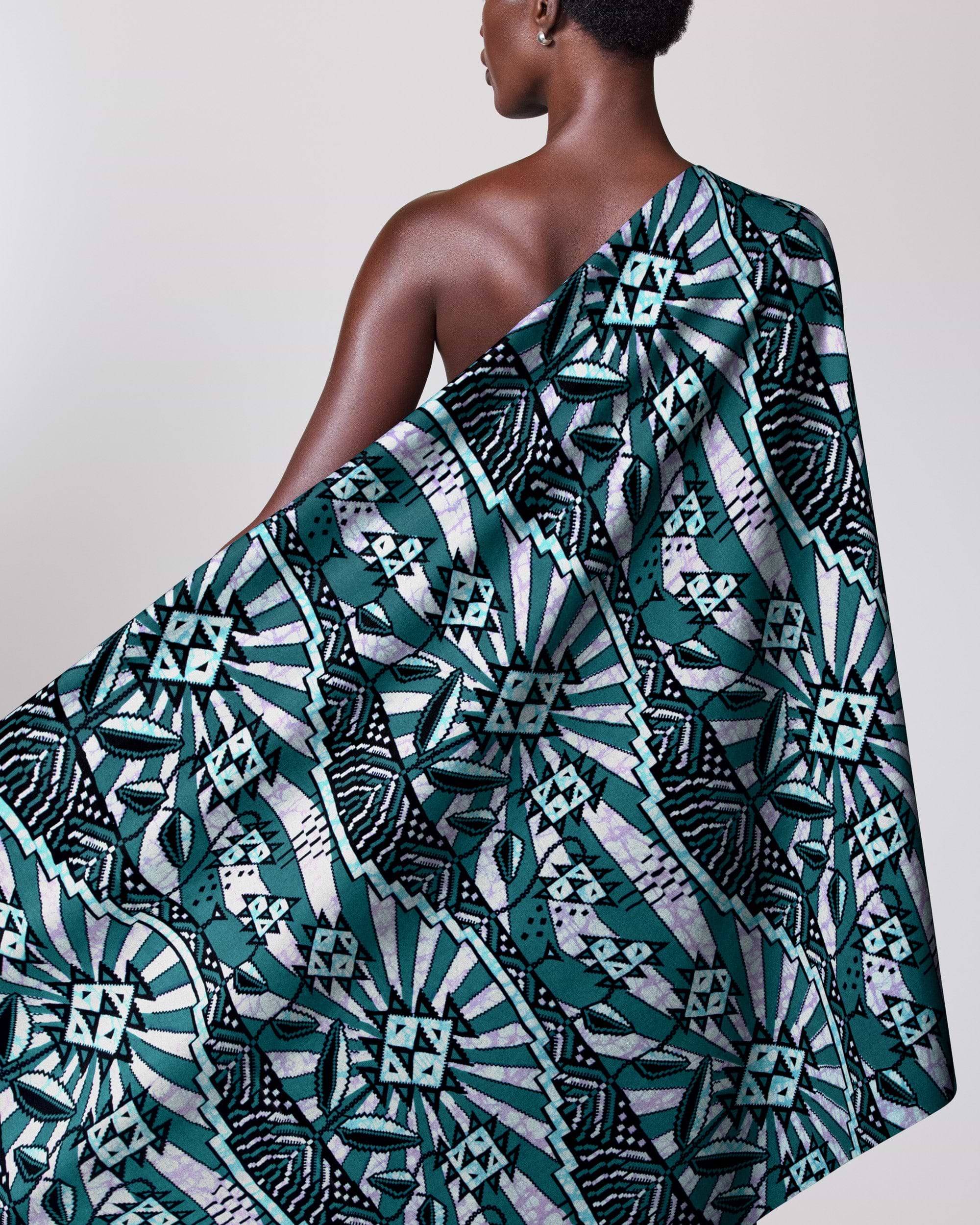 One-shoulder wrap dress bold teal super-wax vls2069.010