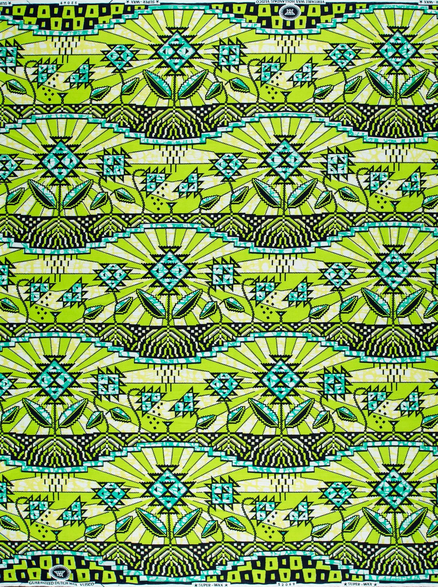 Vibrant lime green fabric pattern super-wax vls2069.011