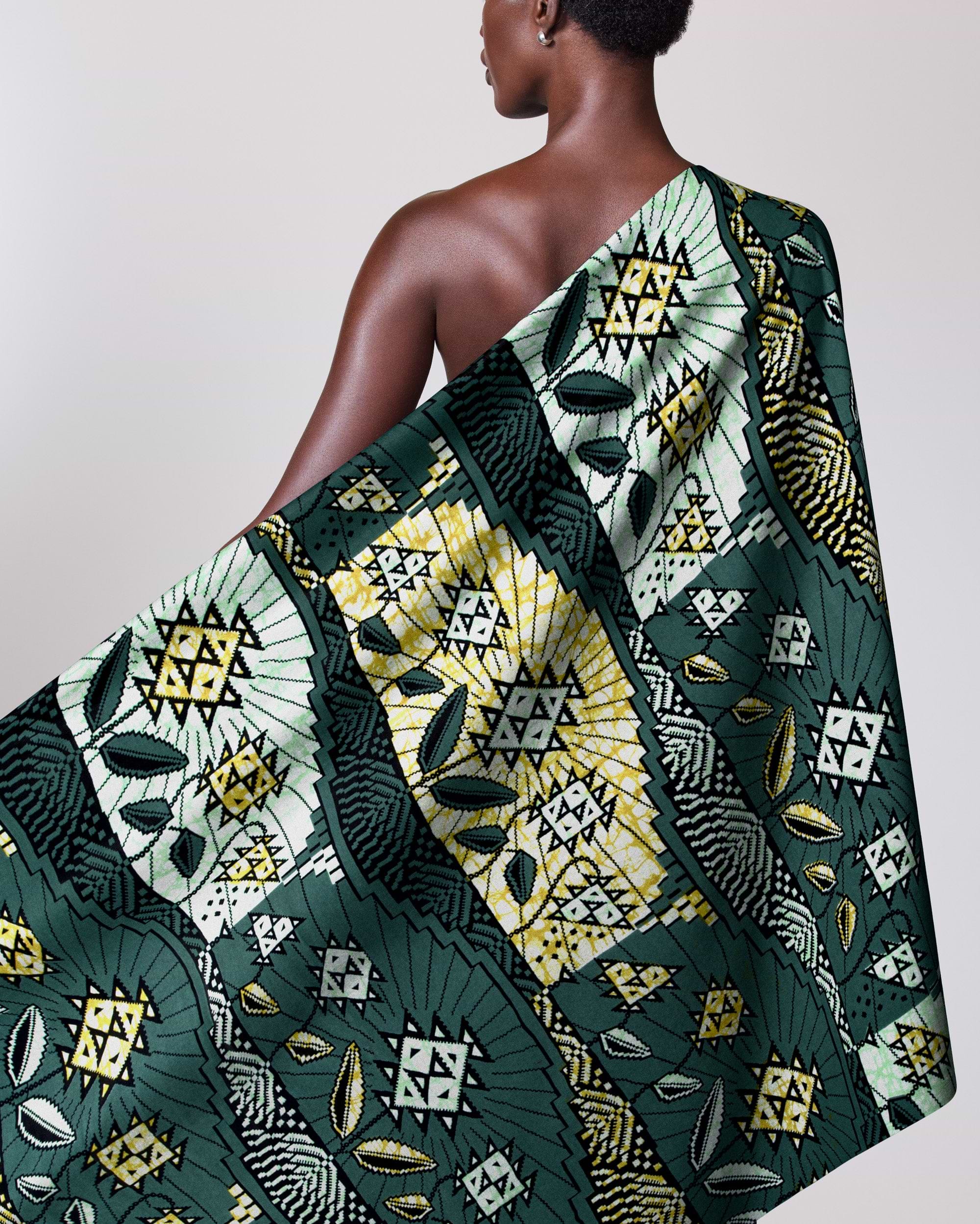 Vibrant green yellow patterned fabric super-wax vls2069.012