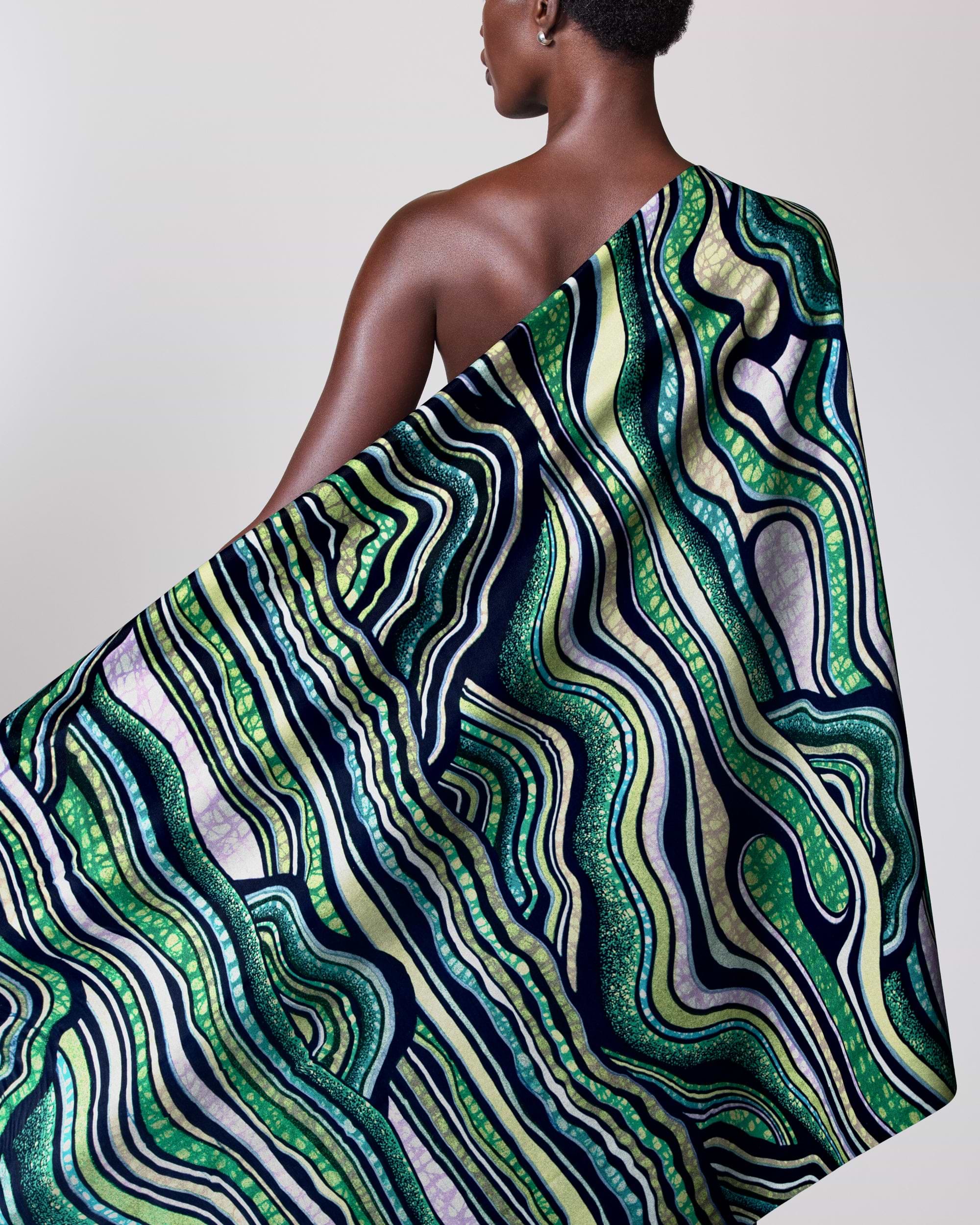 Vibrant green black white patterned grand super-wax vls2250.008