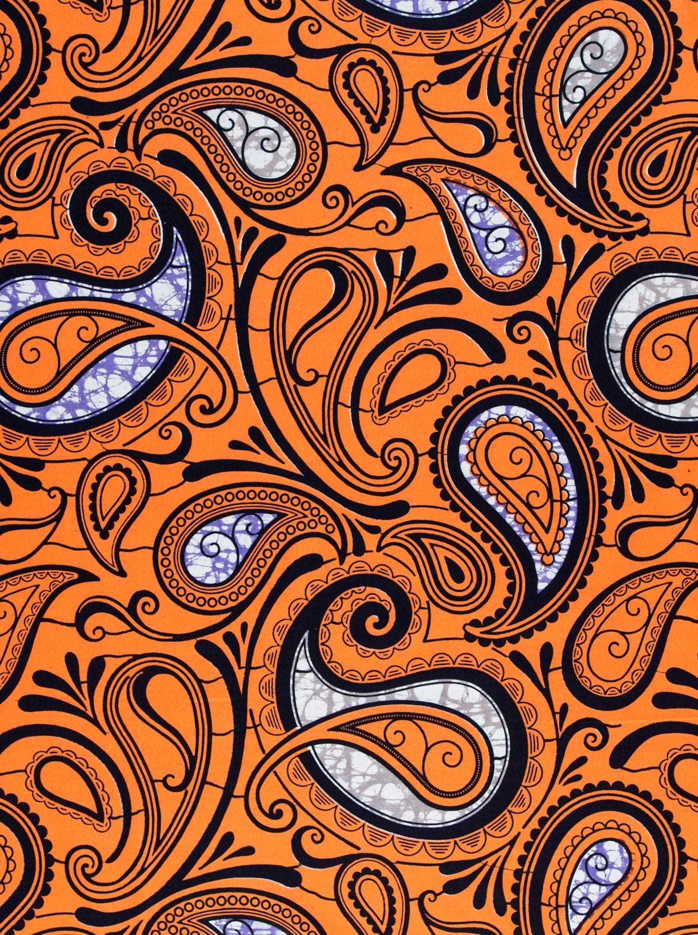 Vibrant orange fabric bold black super-wax vls2681.019
