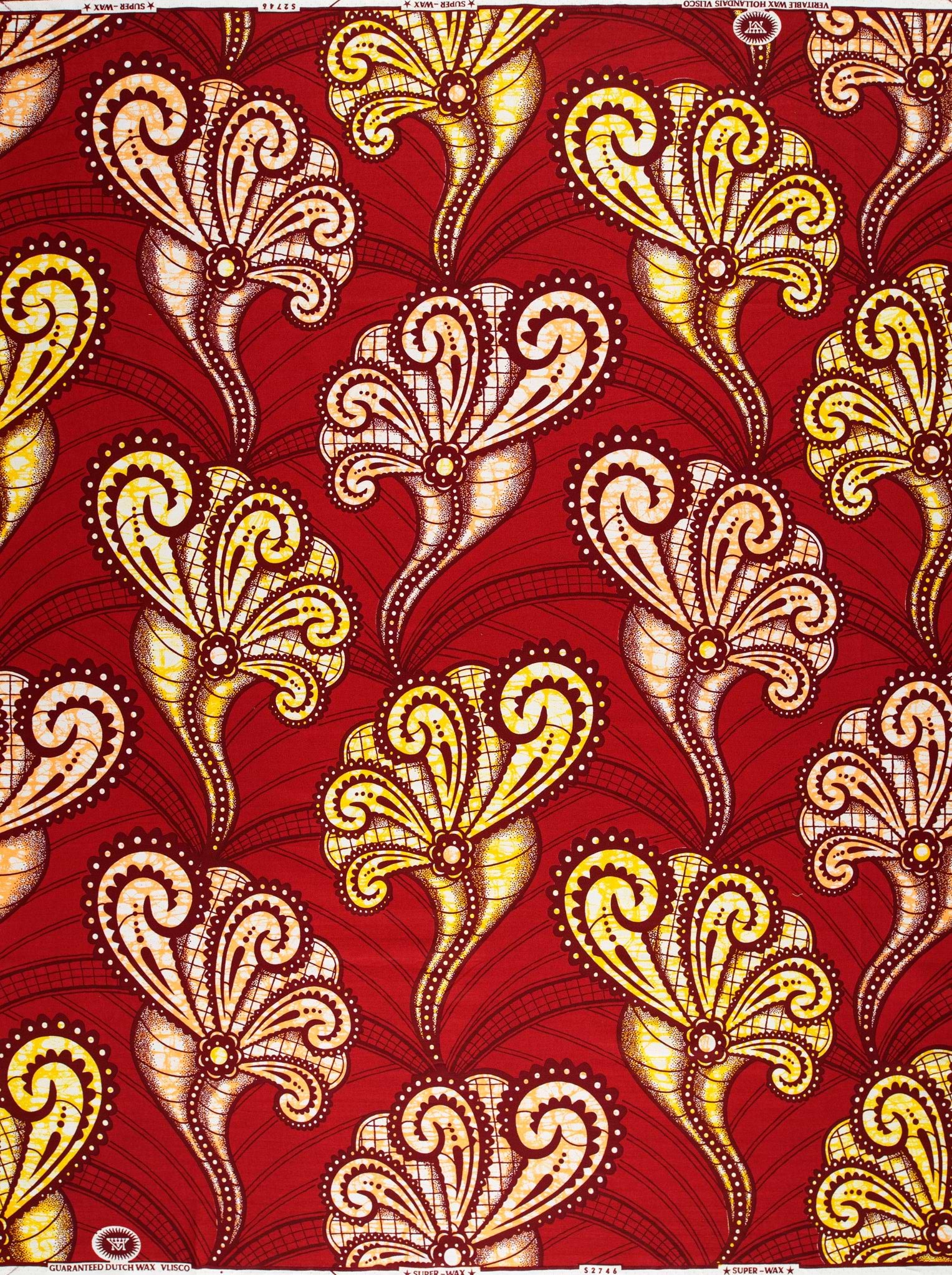 Vibrant red african print fabric super-wax vls2746.008