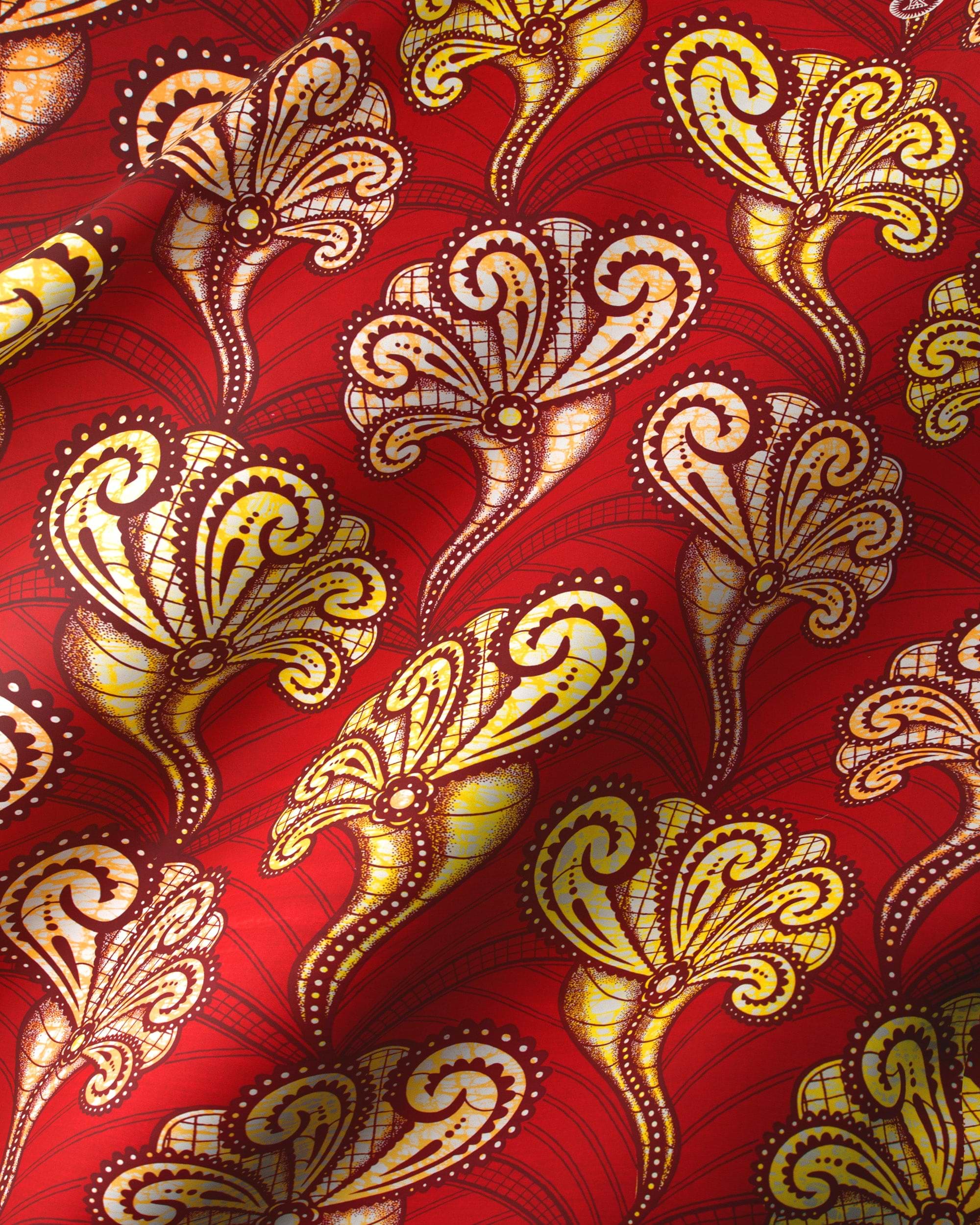 Vibrant red fabric adorned intricate super-wax vls2746.008