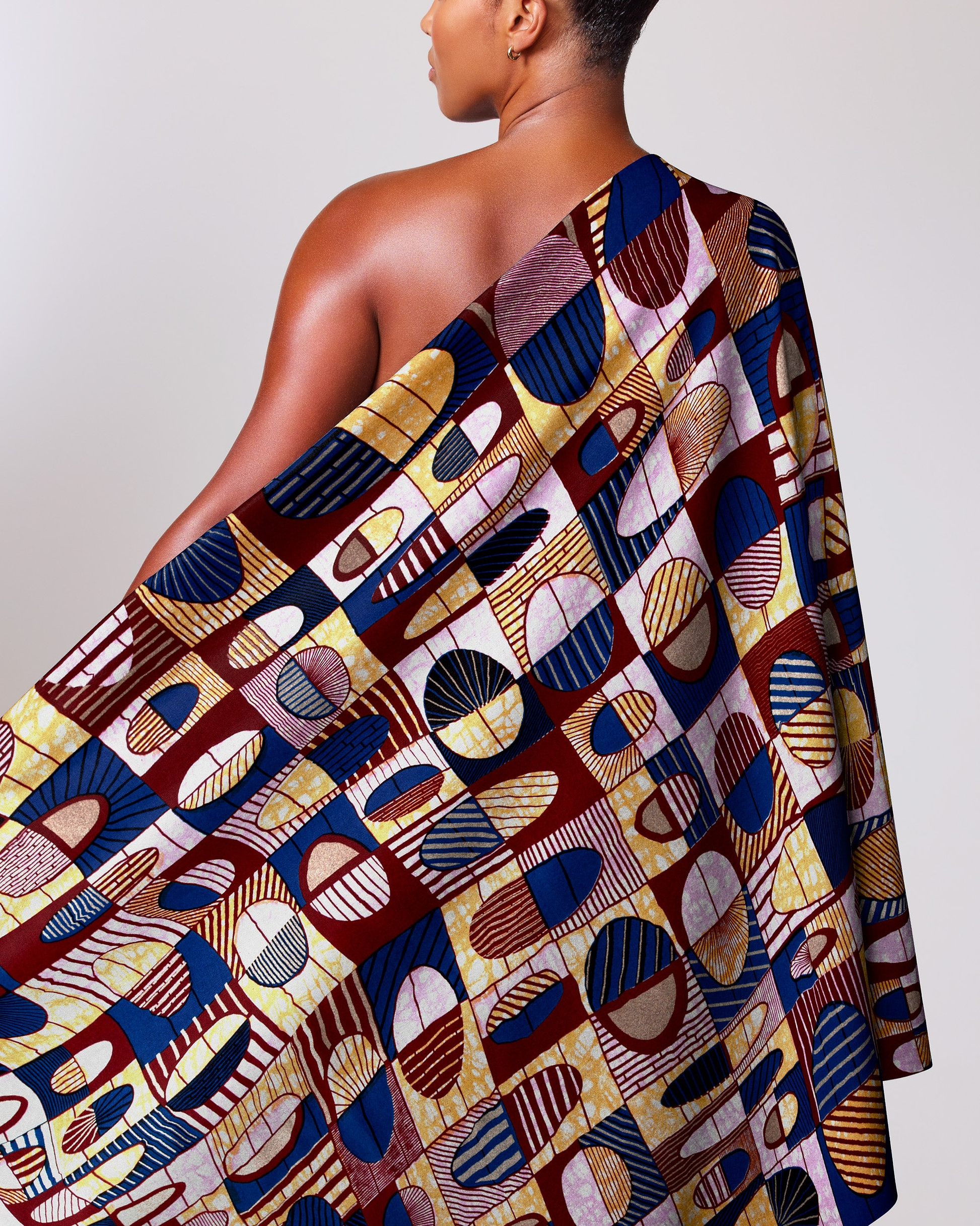 Vibrant one-shoulder wrap dress bold super-wax vls2764.004