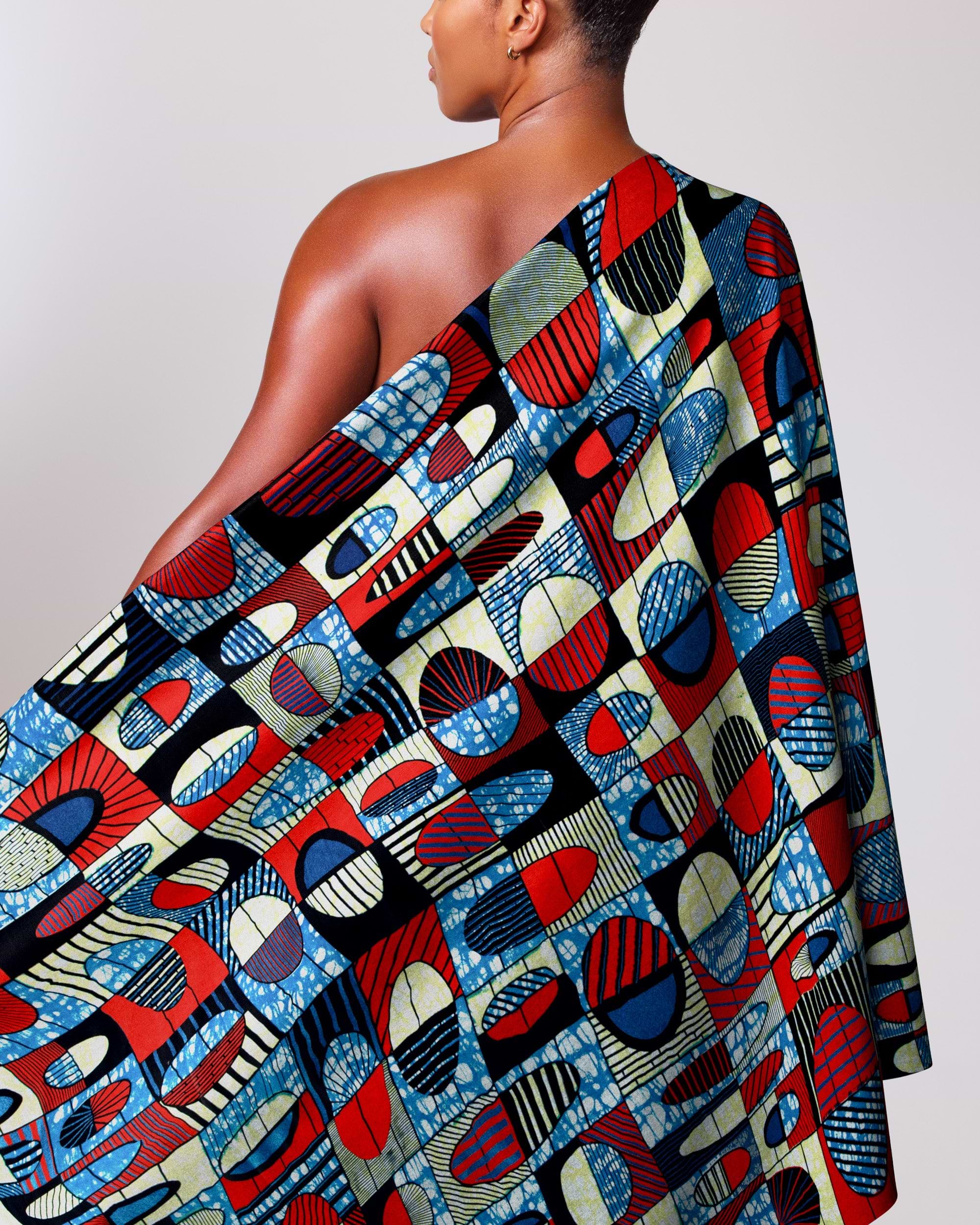 Vibrant one-shoulder wrap dress bold super-wax vls2764.005