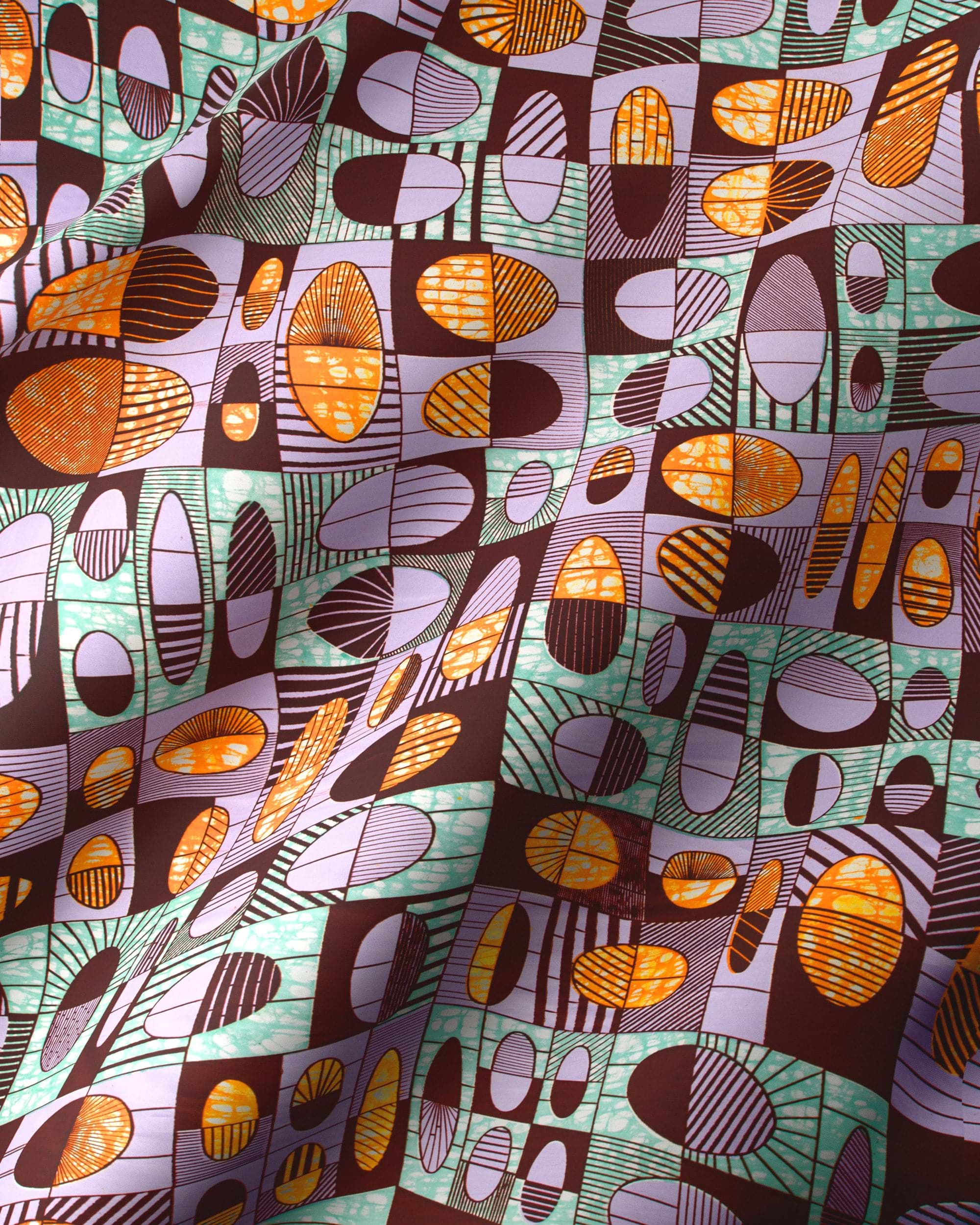 Vibrant geometric-patterned fabric bold orange super-wax vls2764.010