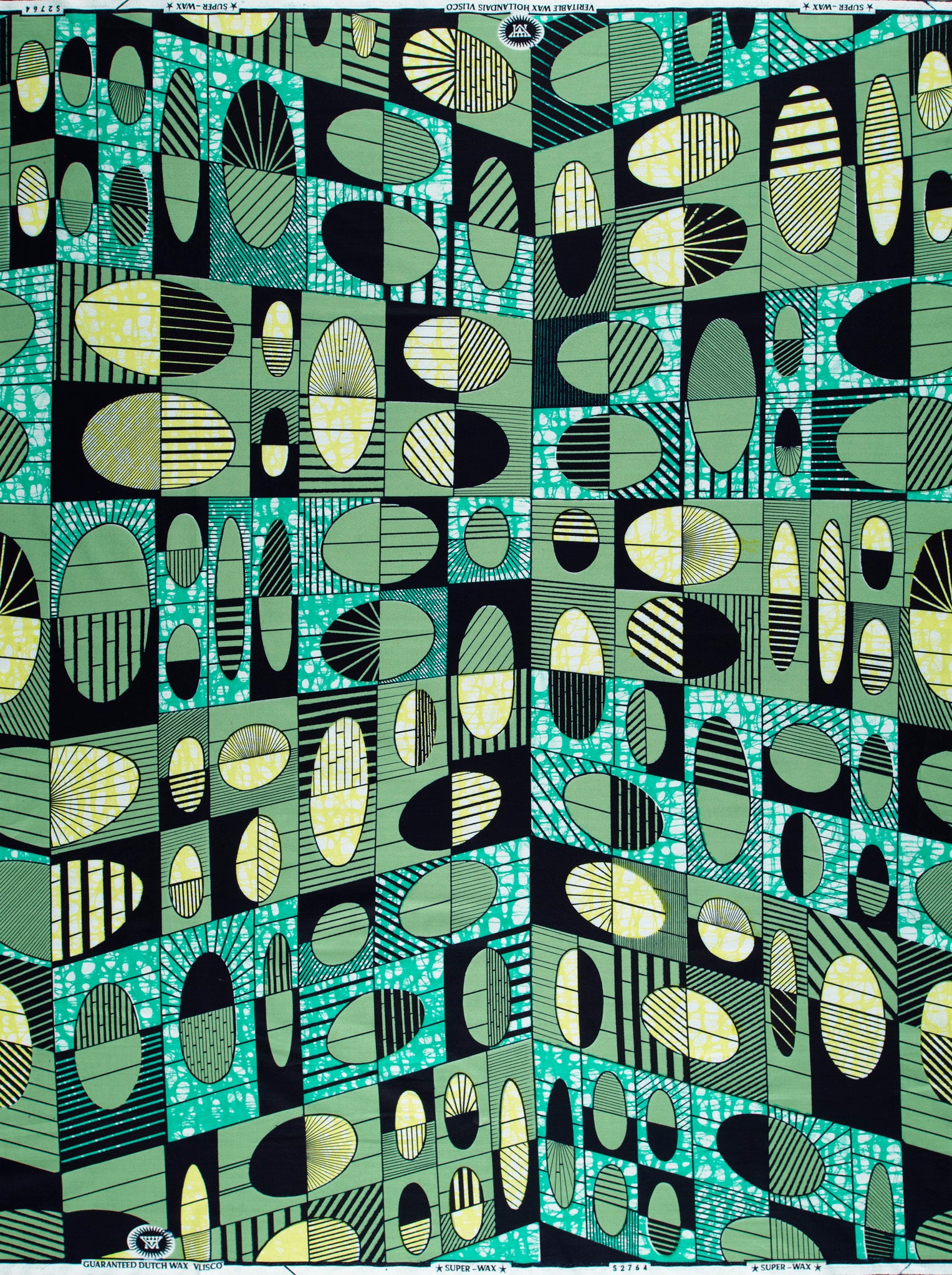 Vibrant green black geometric-patterned fabric super-wax vls2764.011