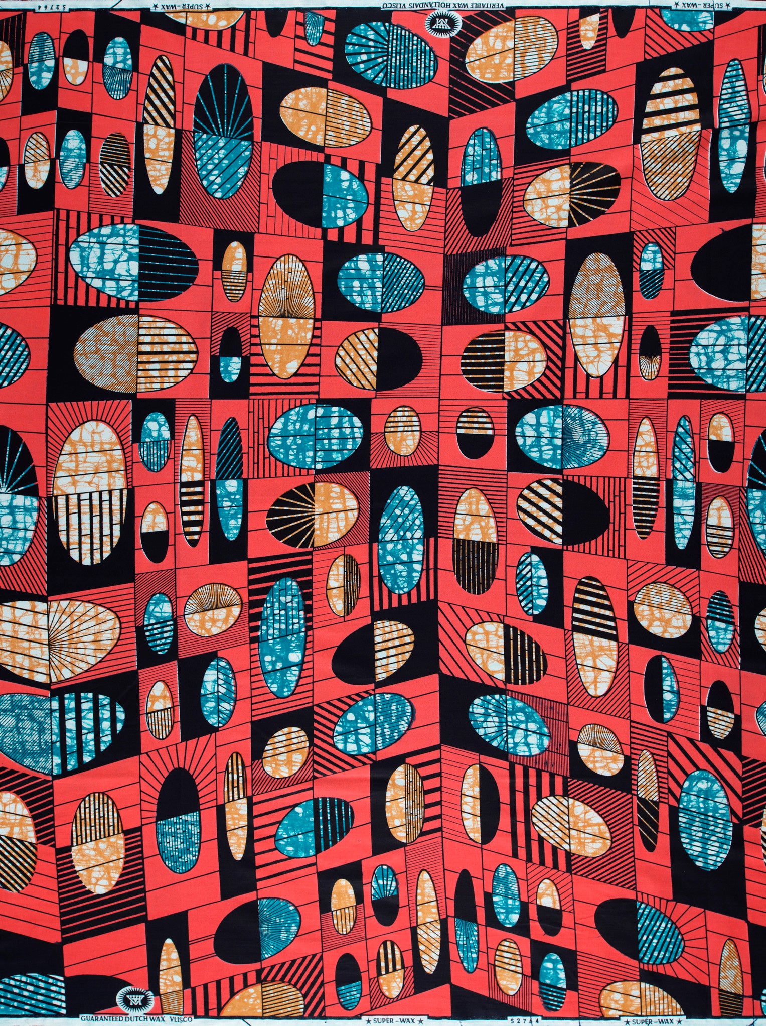 Vibrant red african print fabric super-wax vls2764.015