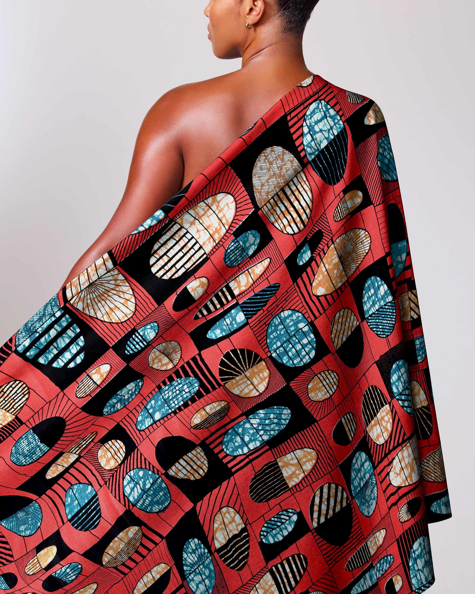 Vibrant red black teal geometric-patterned super-wax vls2764.015