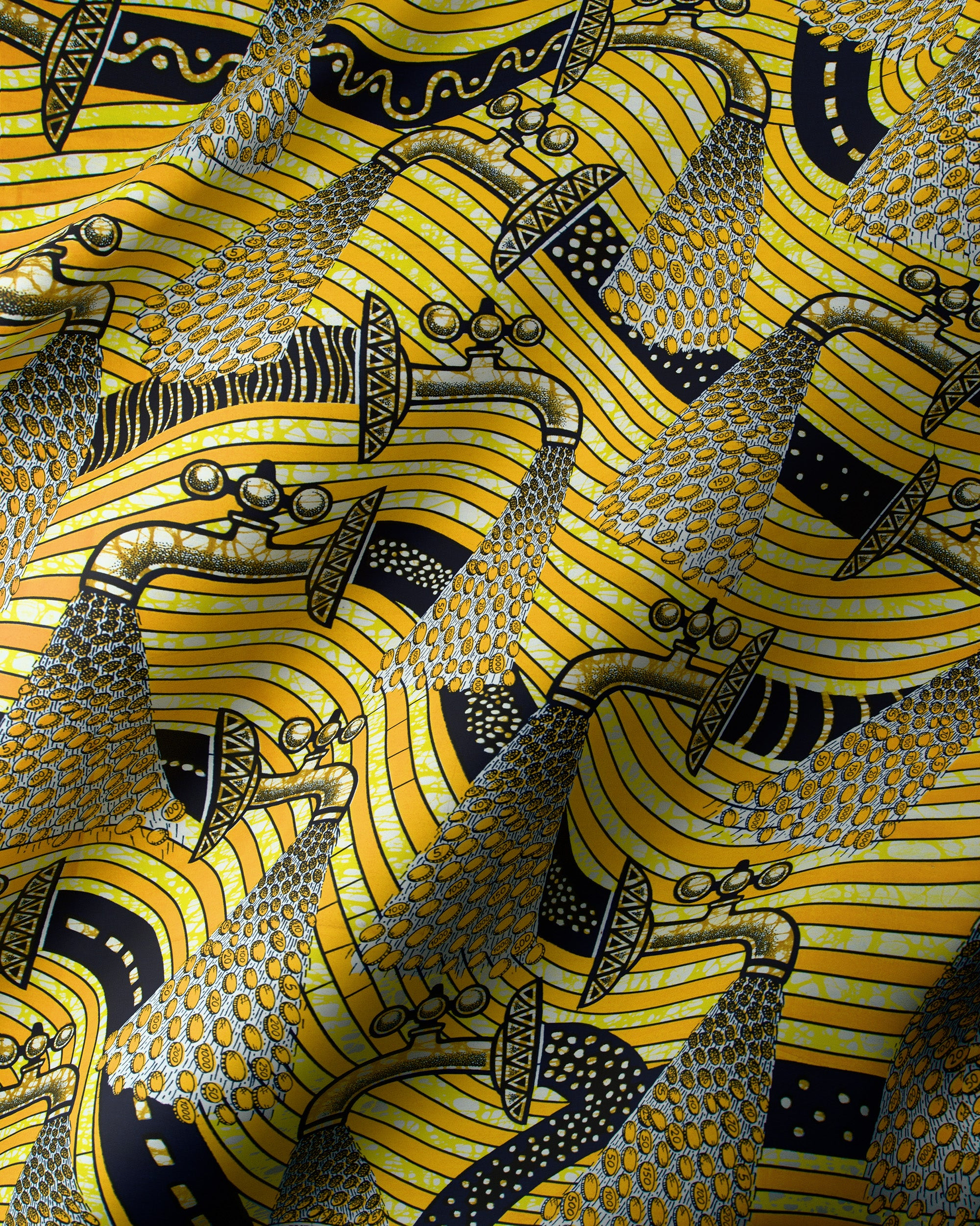 Vibrant yellow fabric bold pattern super-wax vls3071.012