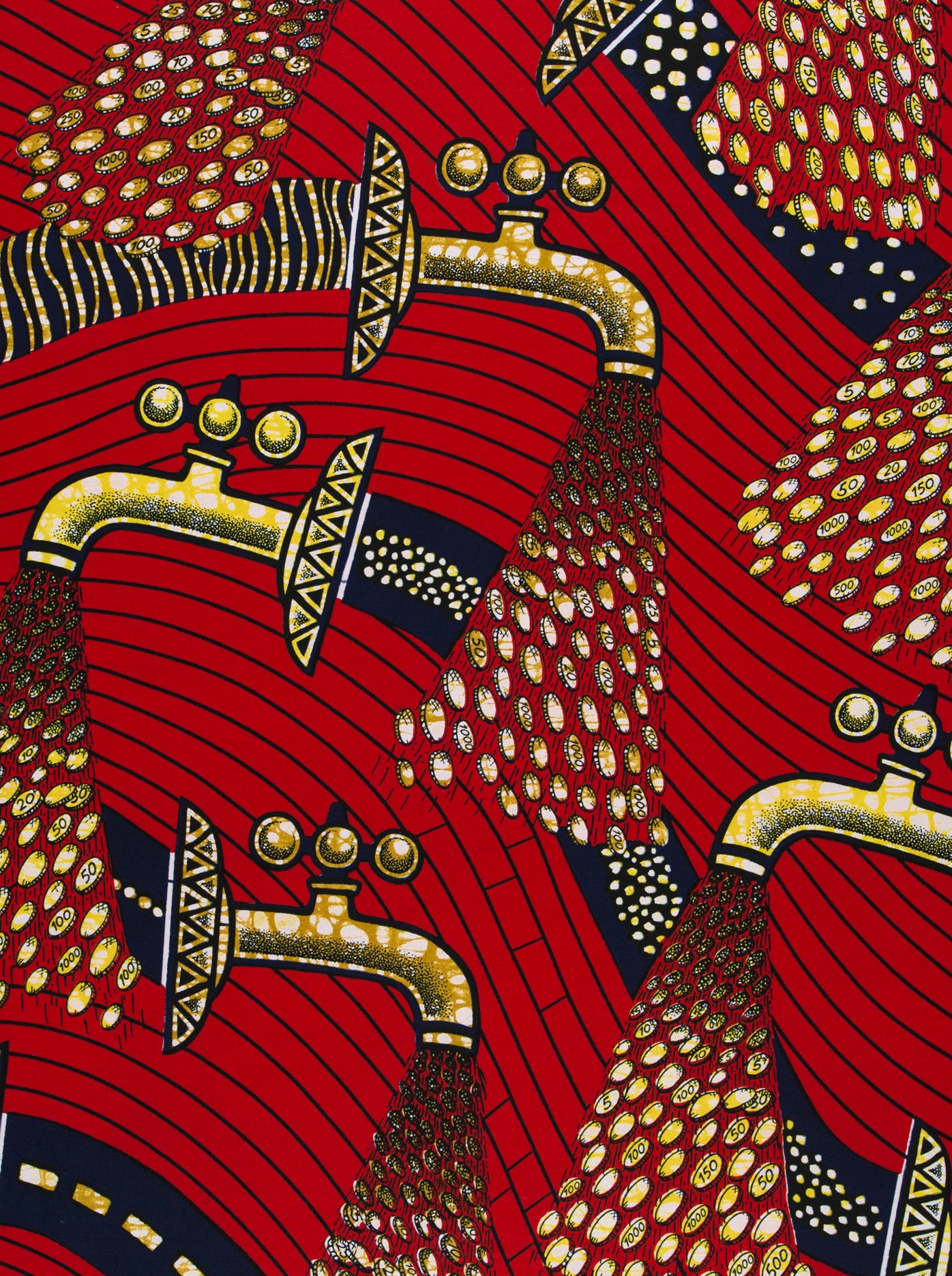 Vibrant red fabric gold black super-wax vls3071.016
