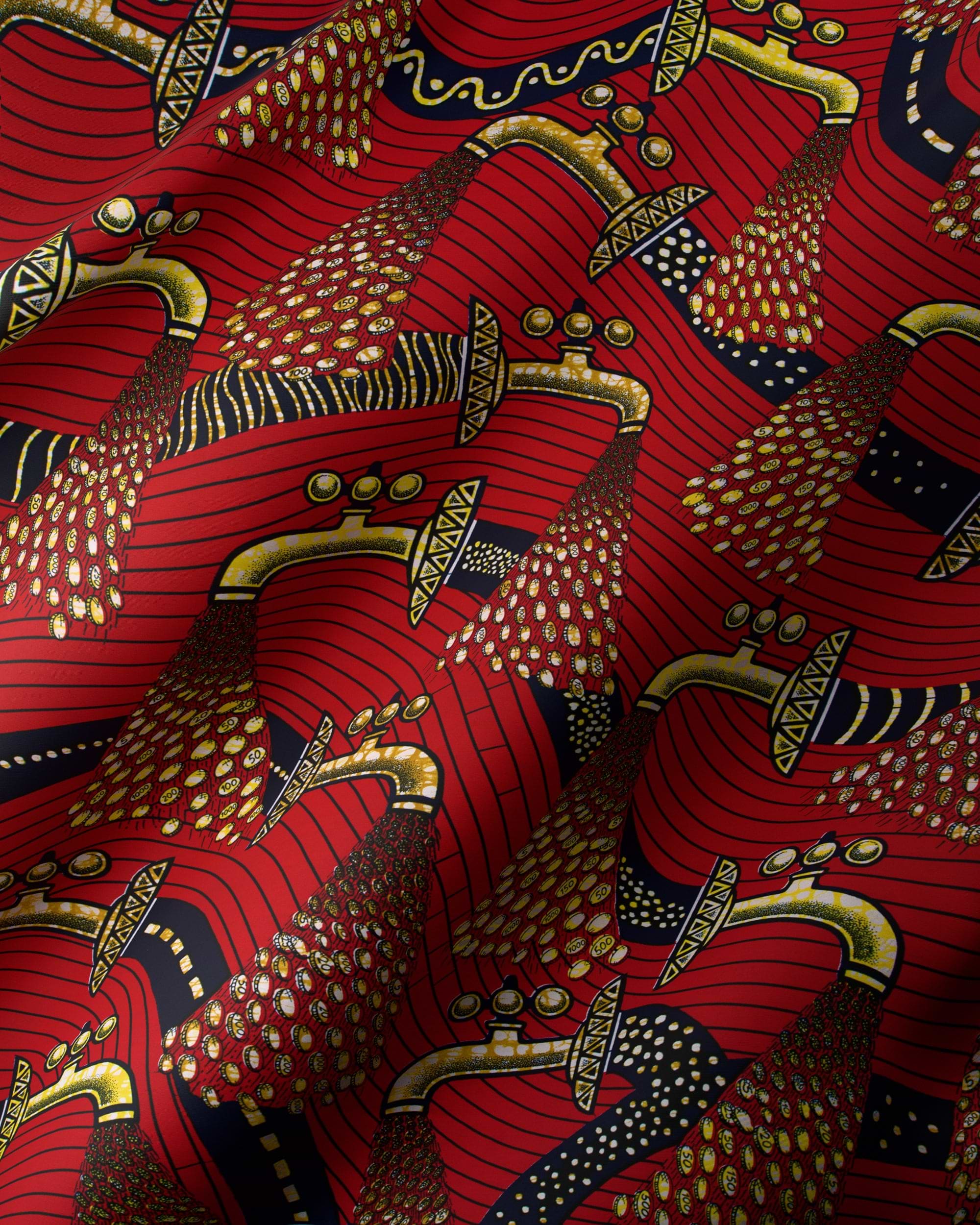 Vibrant red fabric bold pattern super-wax vls3071.016