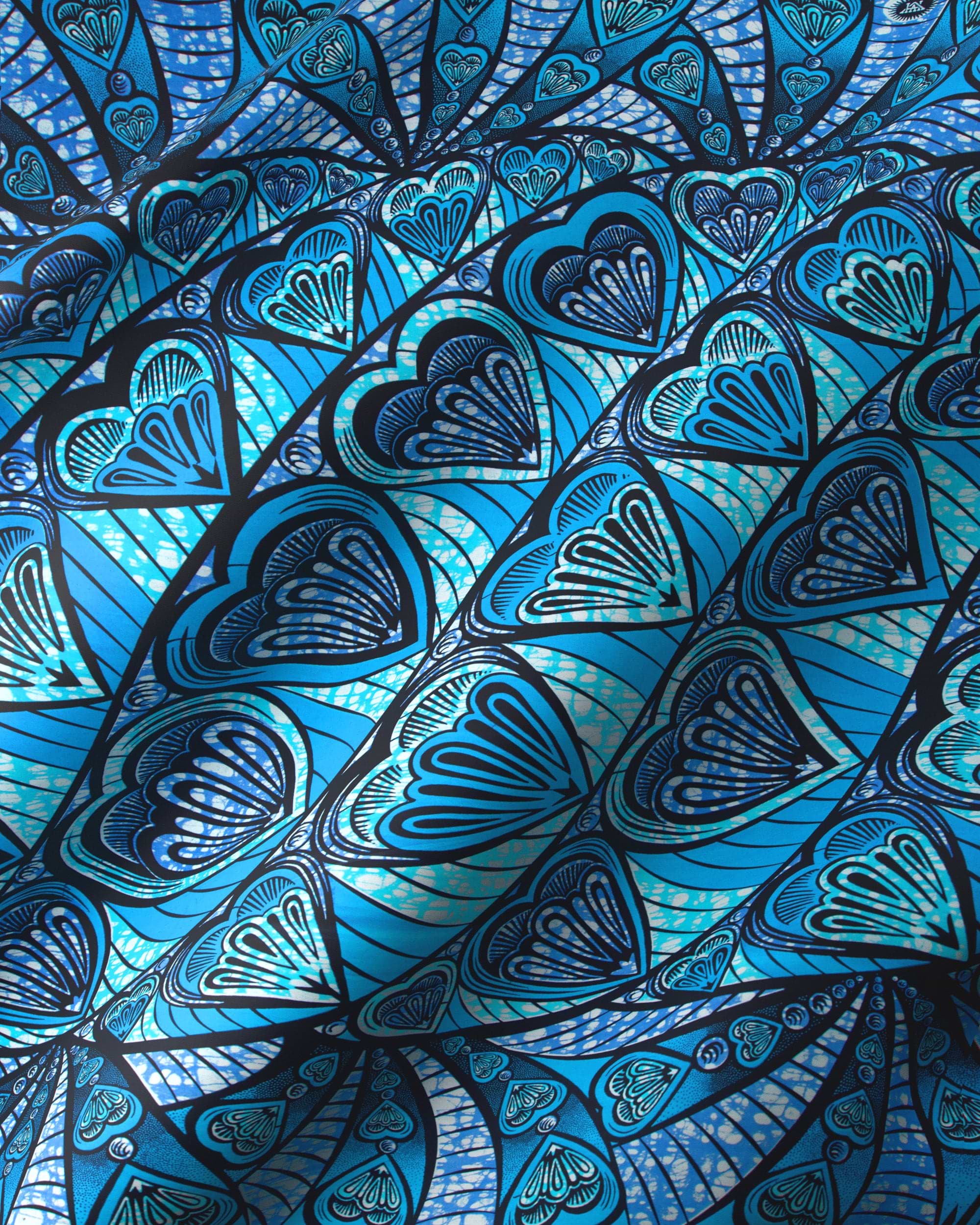 Vibrant blue fabric intricate heart super-wax vls3258.005