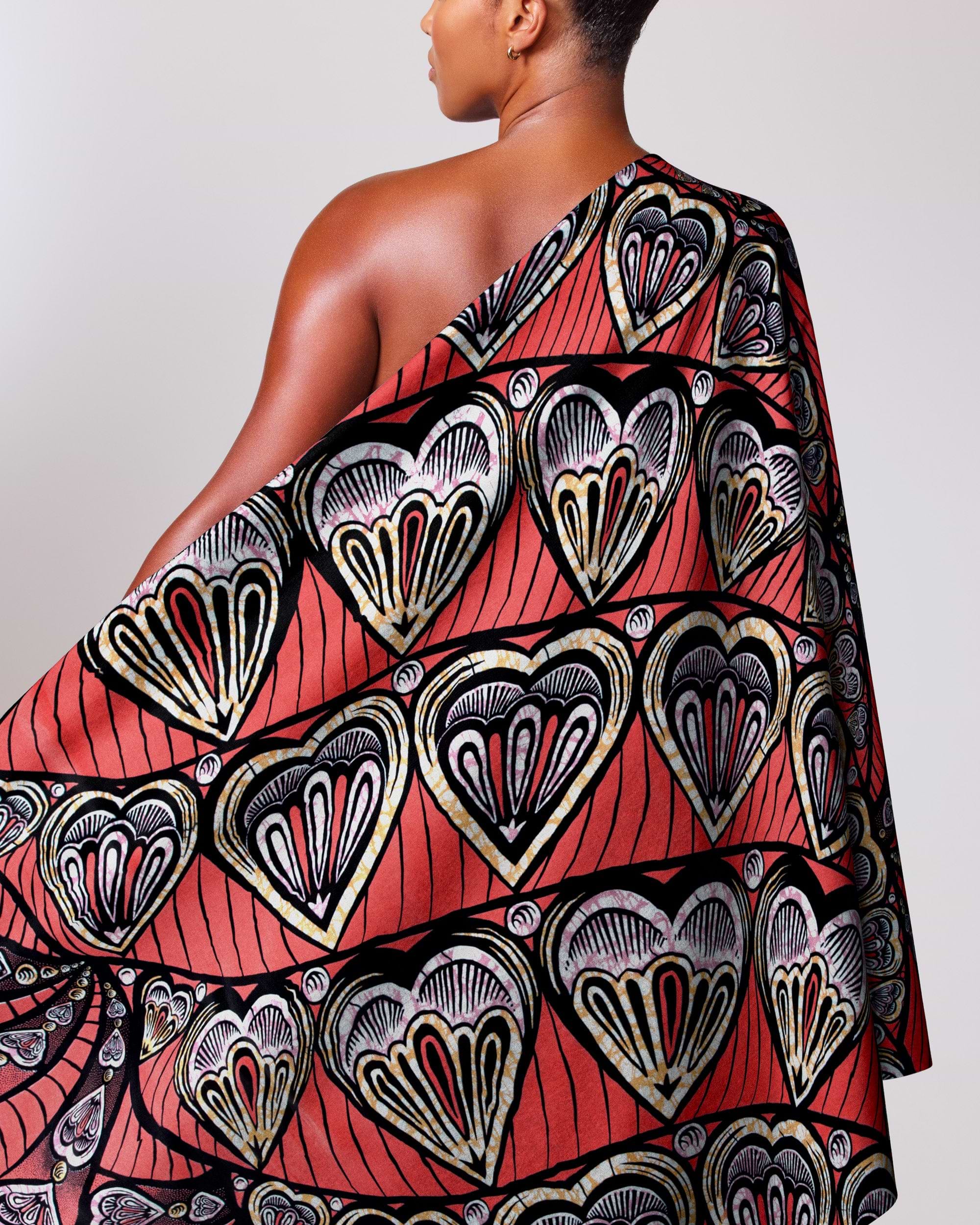 Vibrant red one-shoulder dress adorned super-wax vls3258.010