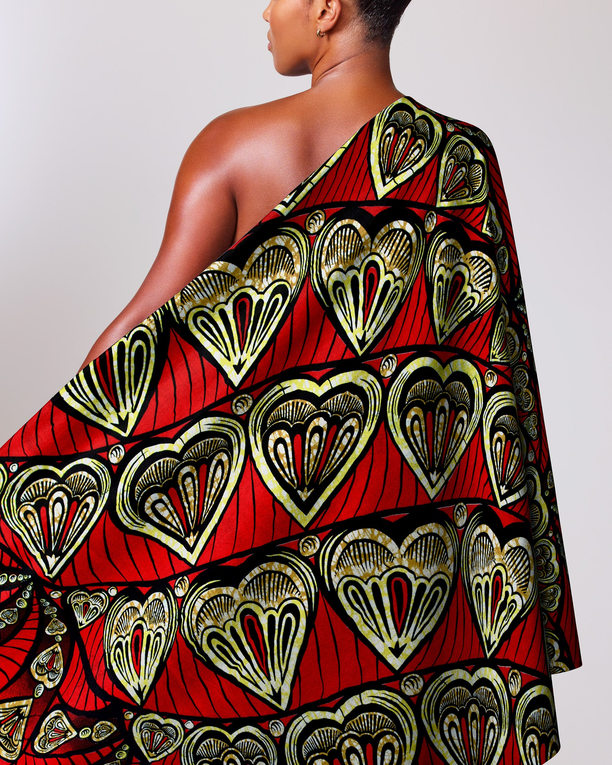 Vibrant red one-shoulder dress bold super-wax vls3258.011