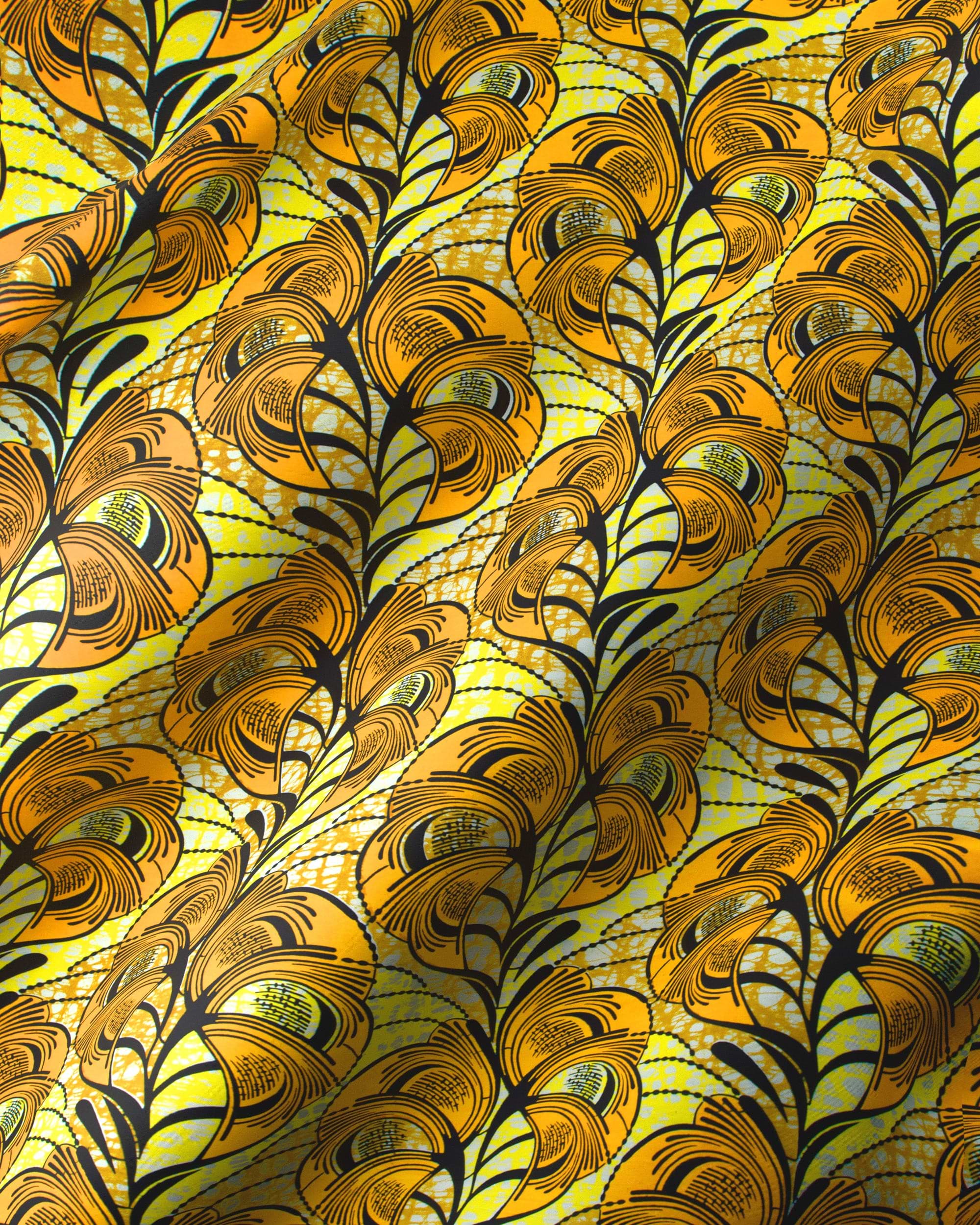 Vibrant yellow fabric bold orange super-wax vls3520.002