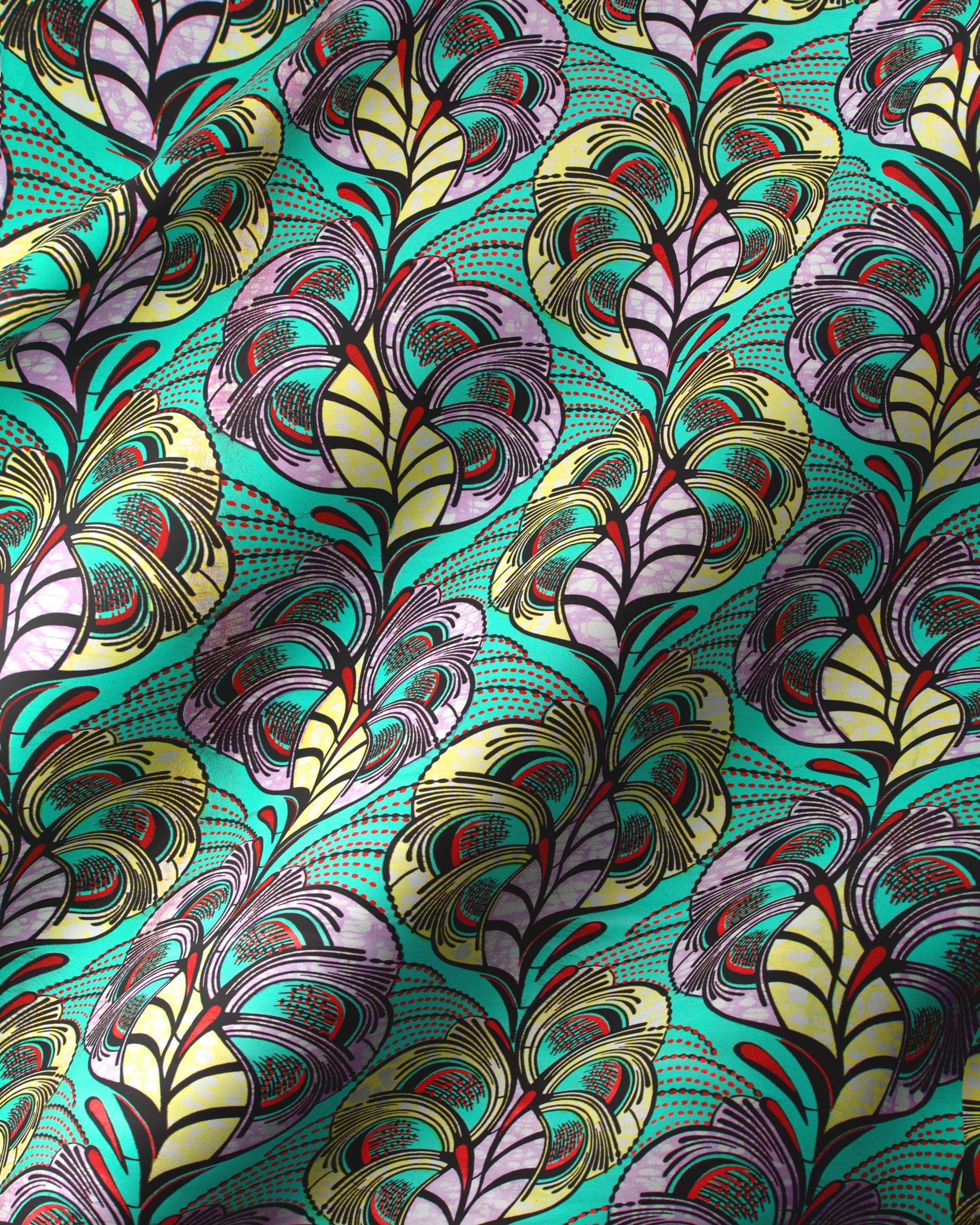Vibrant turquoise fabric bold pattern super-wax vls3520.004
