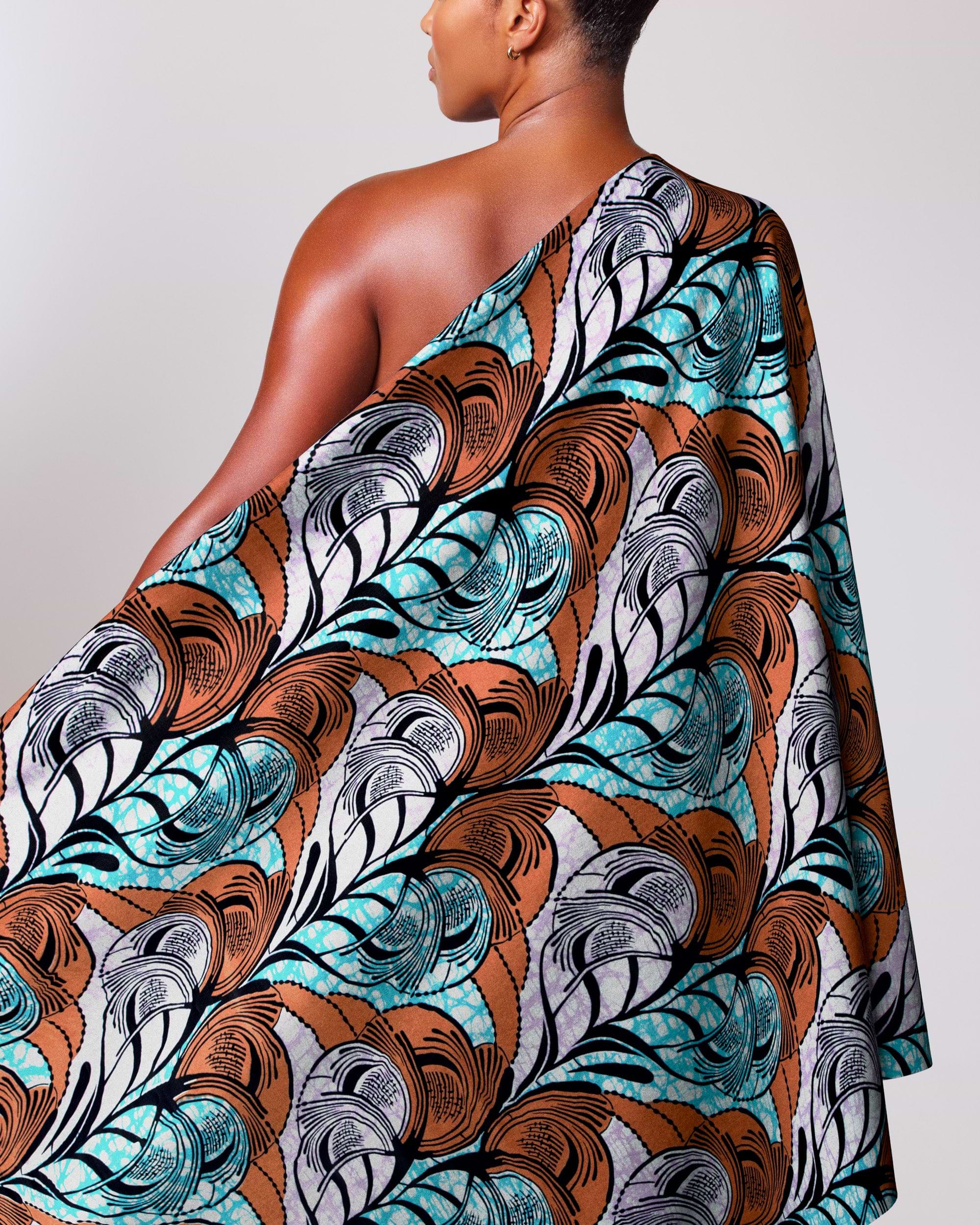 Vibrant one-shoulder wrap dress bold super-wax vls3520.005