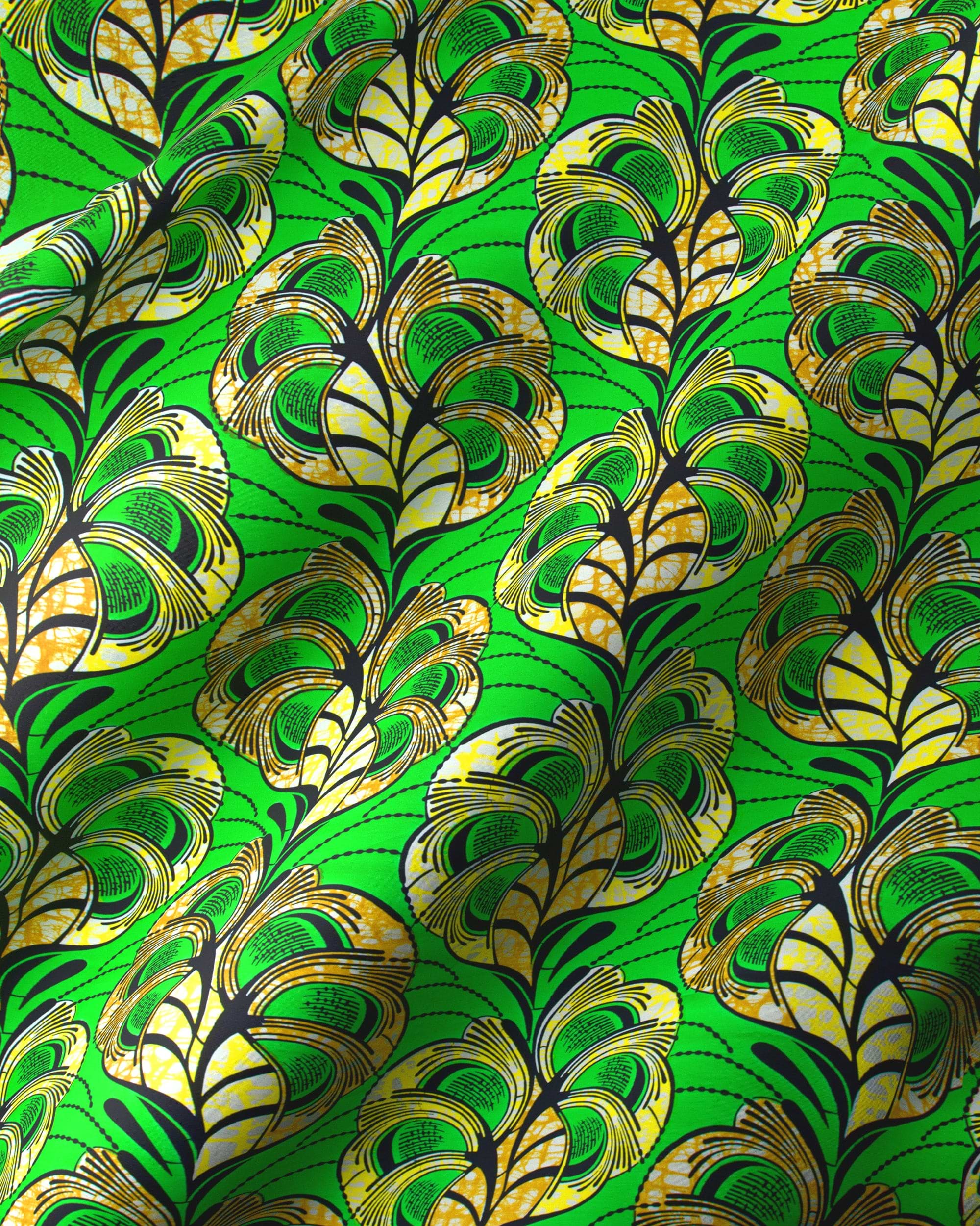 Vibrant green fabric bold yellow super-wax vls3520.006