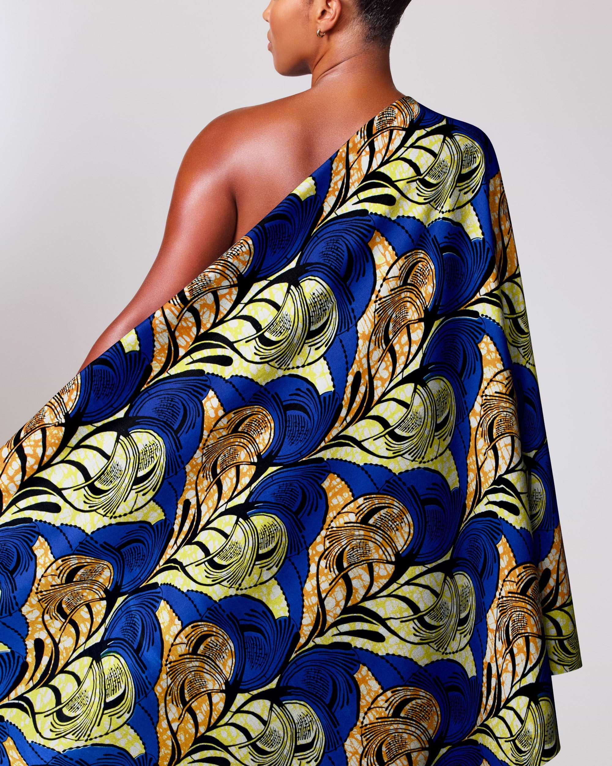Vibrant blue yellow gold patterned super-wax vls3520.007