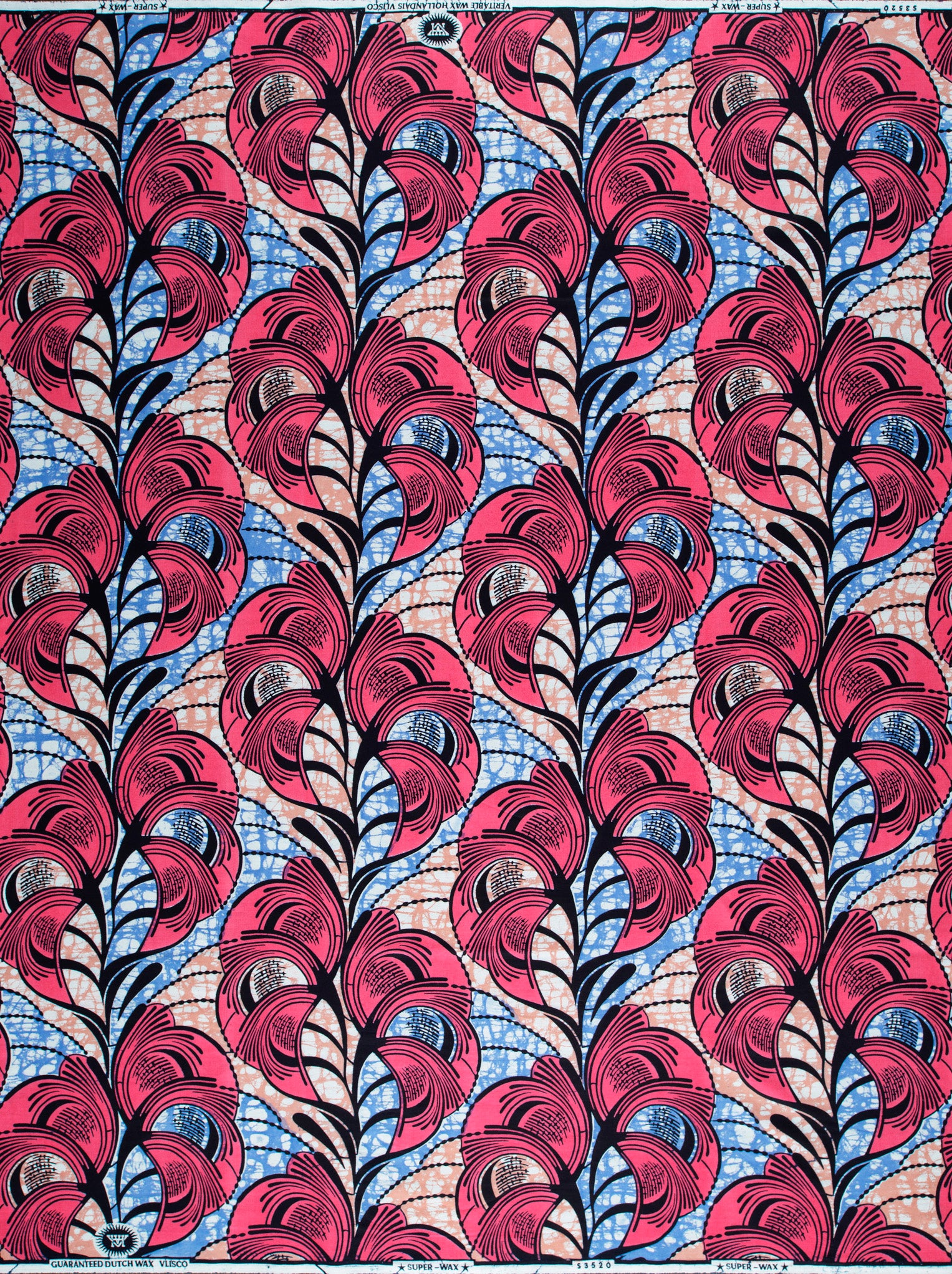 Vibrant pink blue african print super-wax vls3520.009