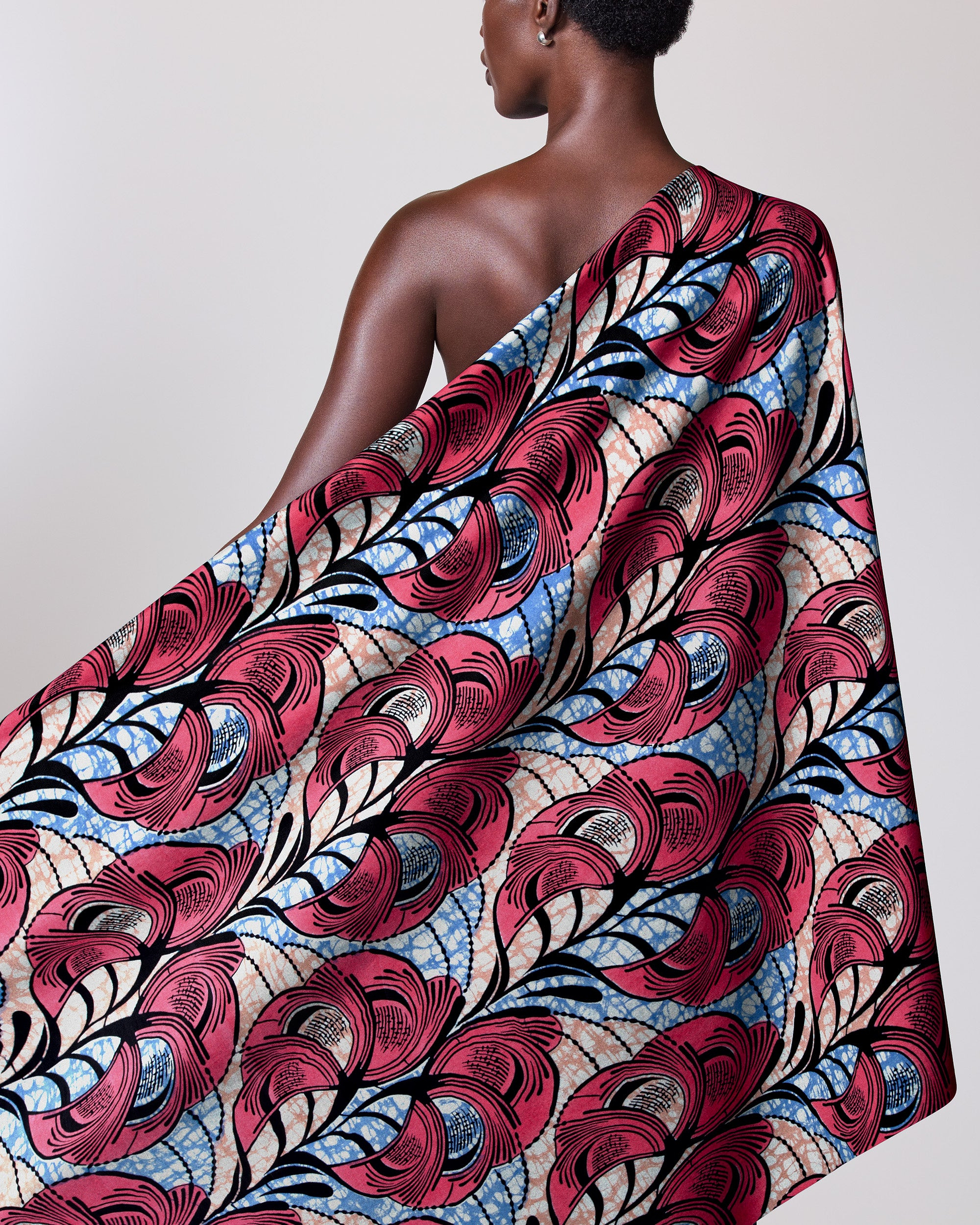 Vibrant one-shoulder wrap dress bold super-wax vls3520.009
