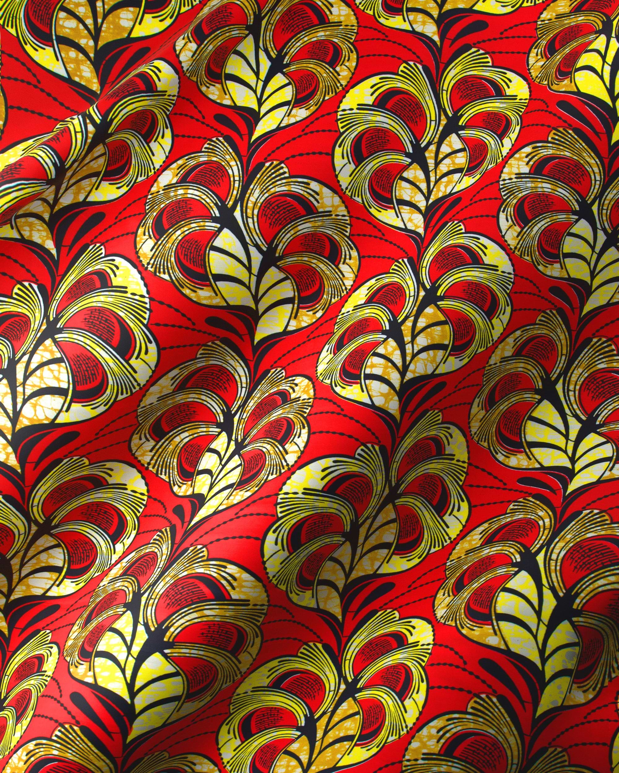Vibrant red african print fabric super-wax vls3520.014