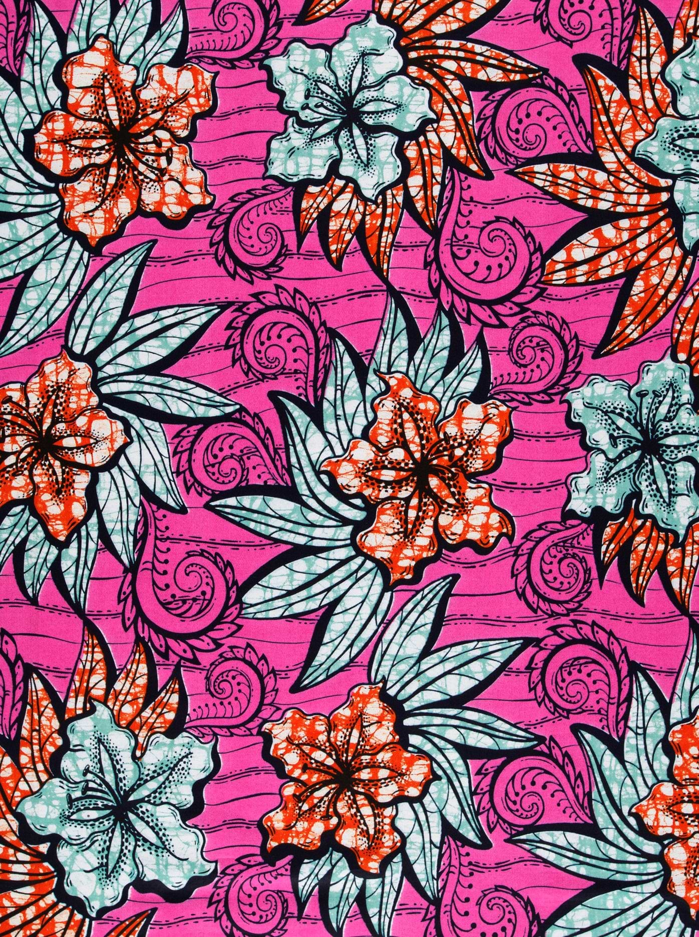 Vibrant pink fabric bold orange super-wax vls3575.017