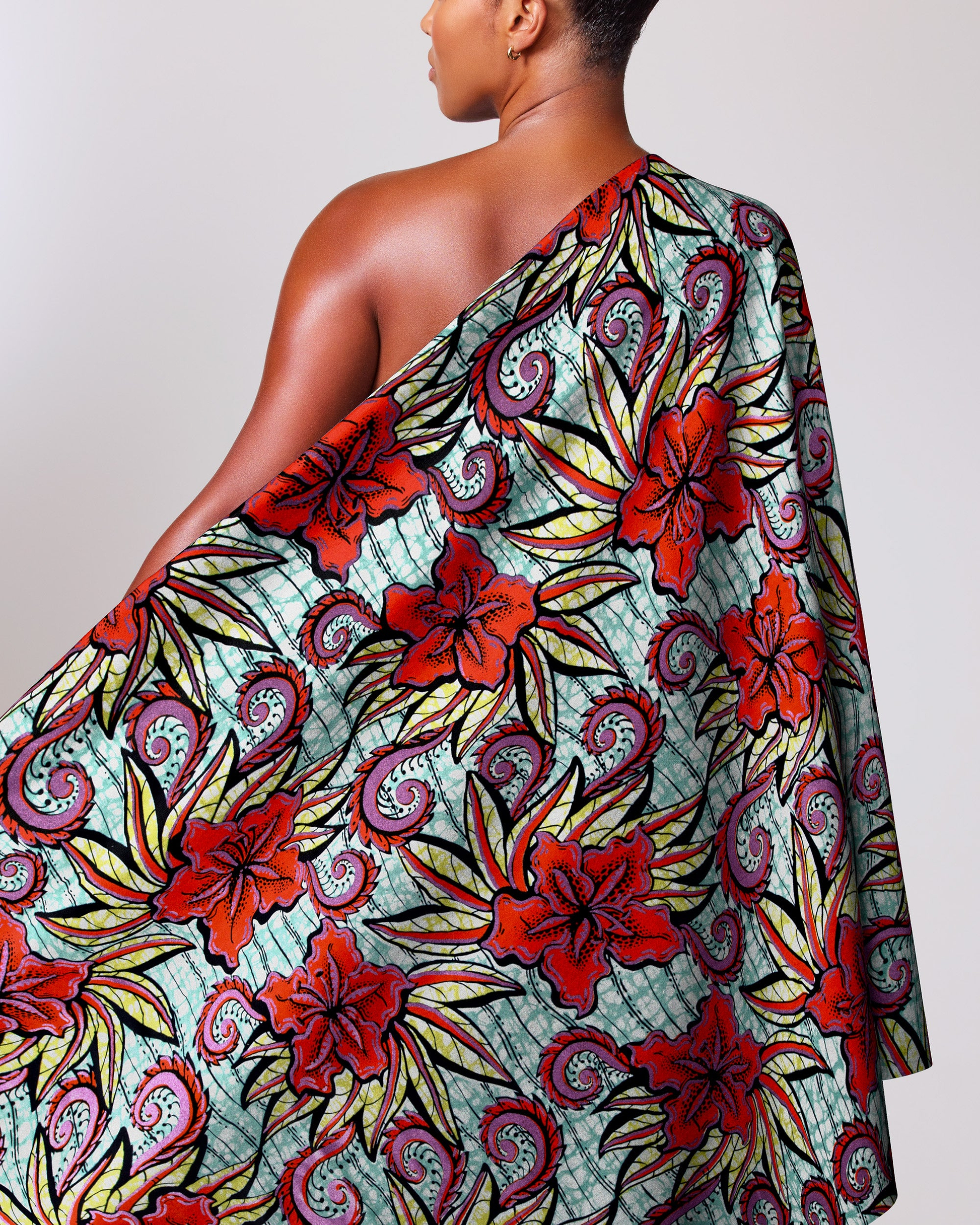 Vibrant one-shoulder wrap dress bold super-wax vls3575.018