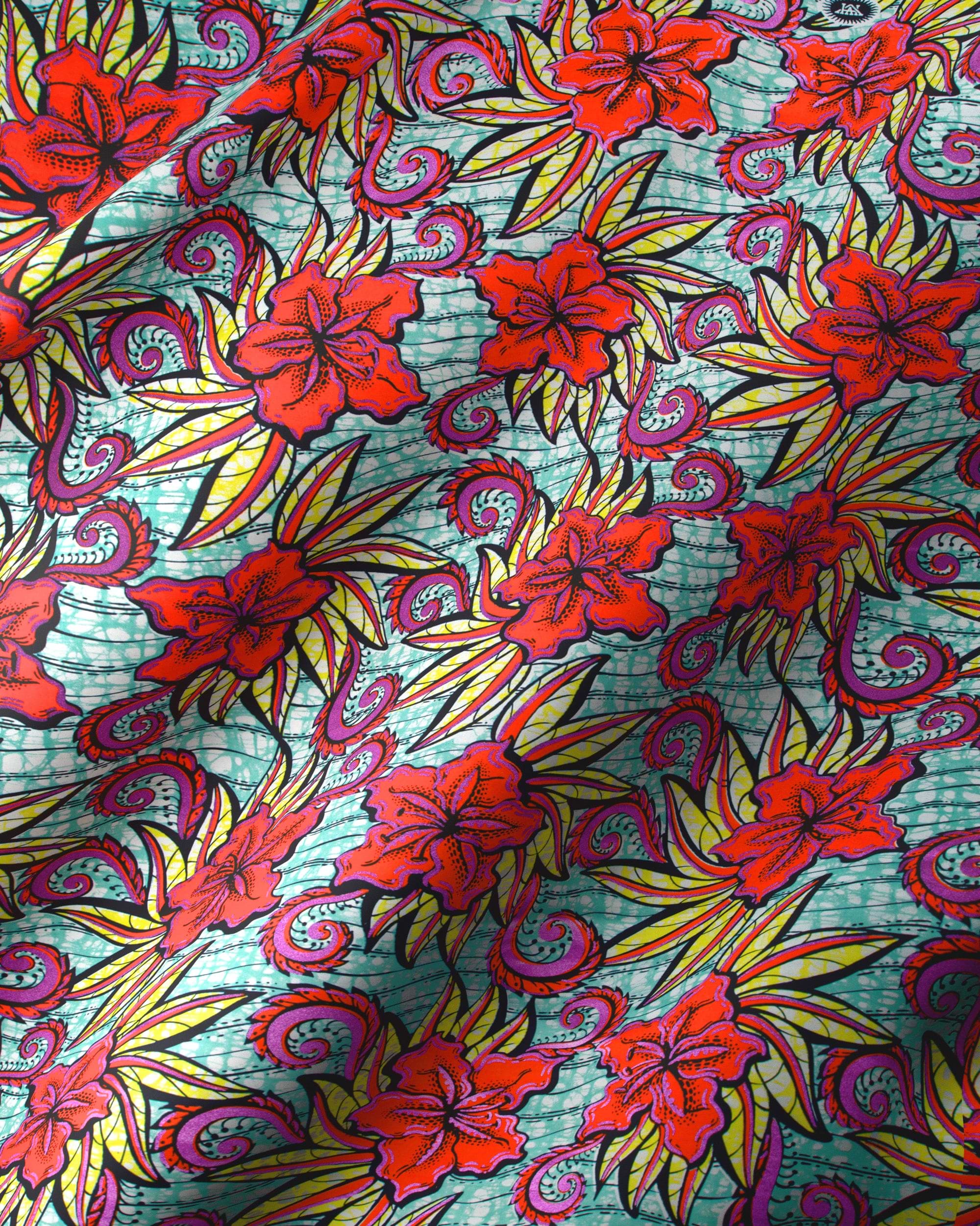 Vibrant red lily paisley patterned super-wax vls3575.018