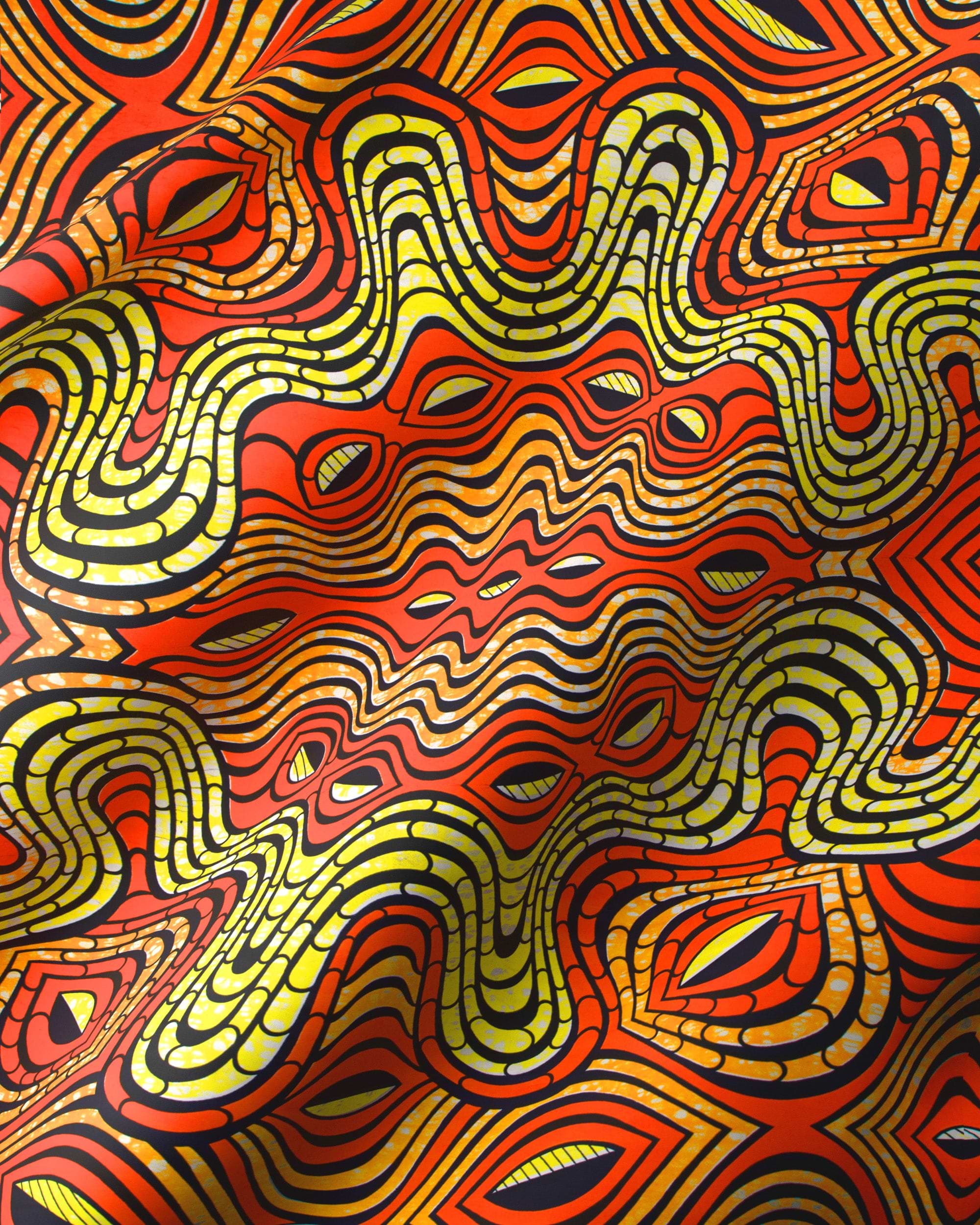 Vibrant red yellow black wavy super-wax vls4058.003