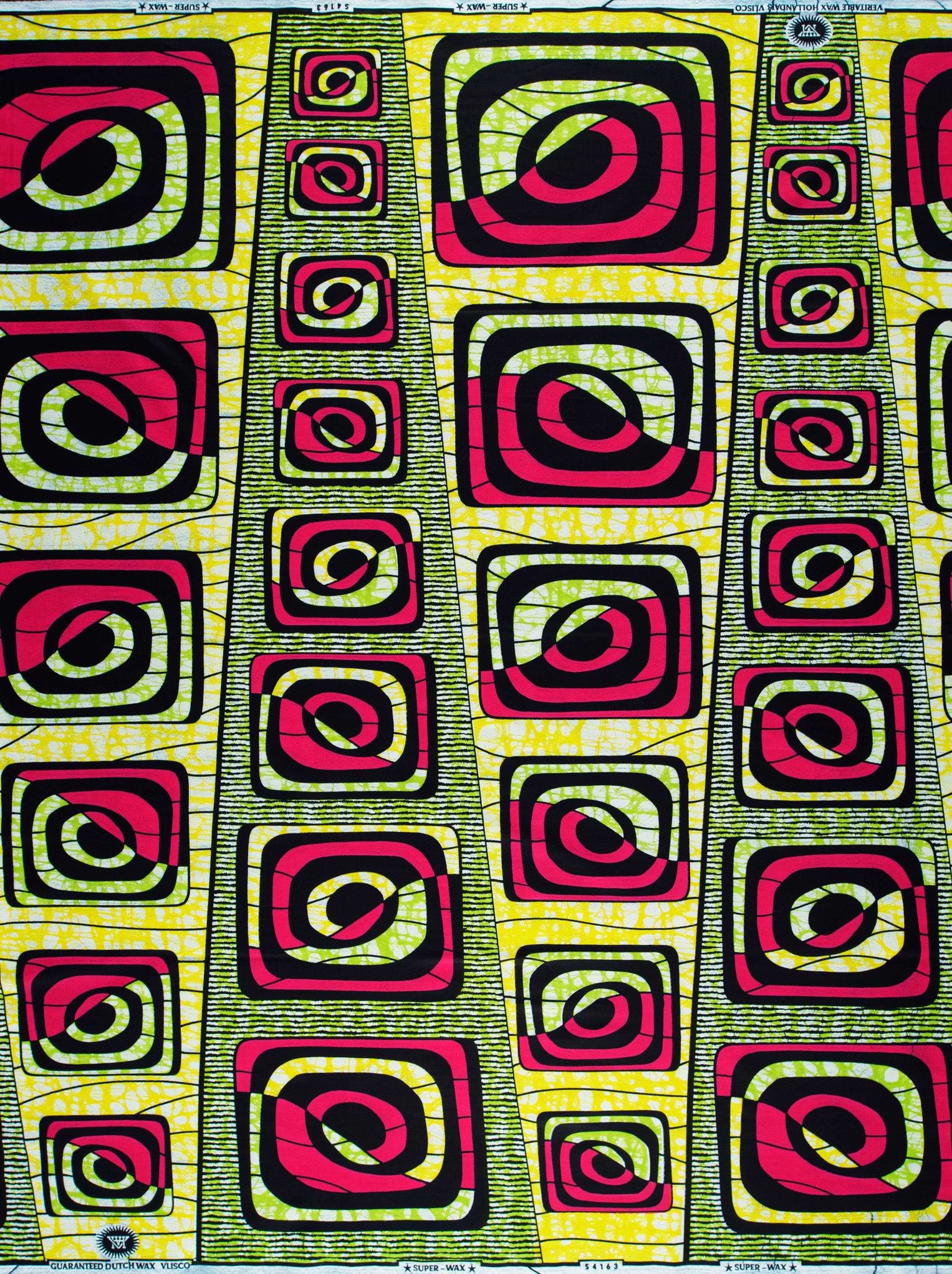 Vibrant yellow pink black geometric-patterned super-wax vls4163.002