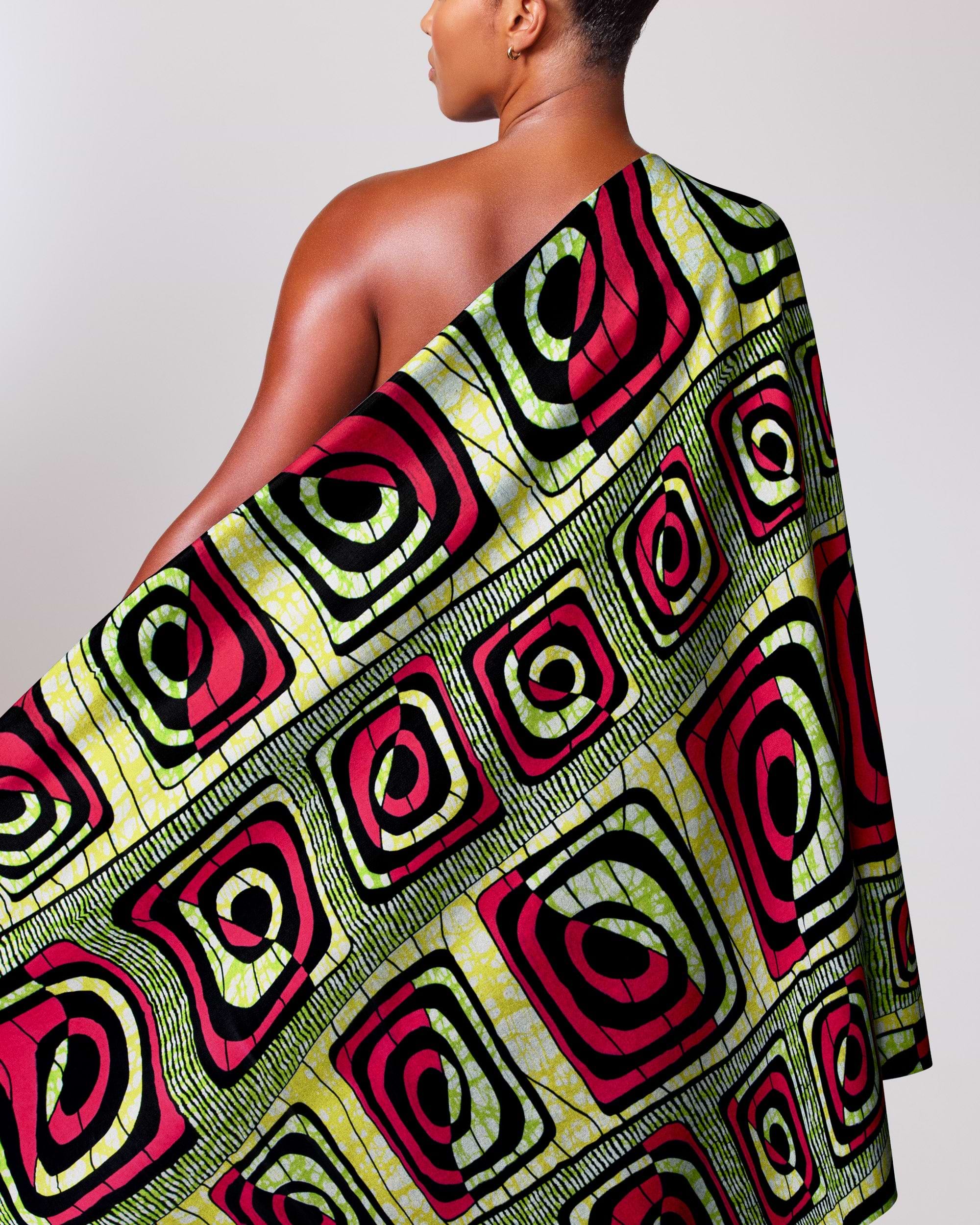 Vibrant one-shoulder wrap dress bold super-wax vls4163.002