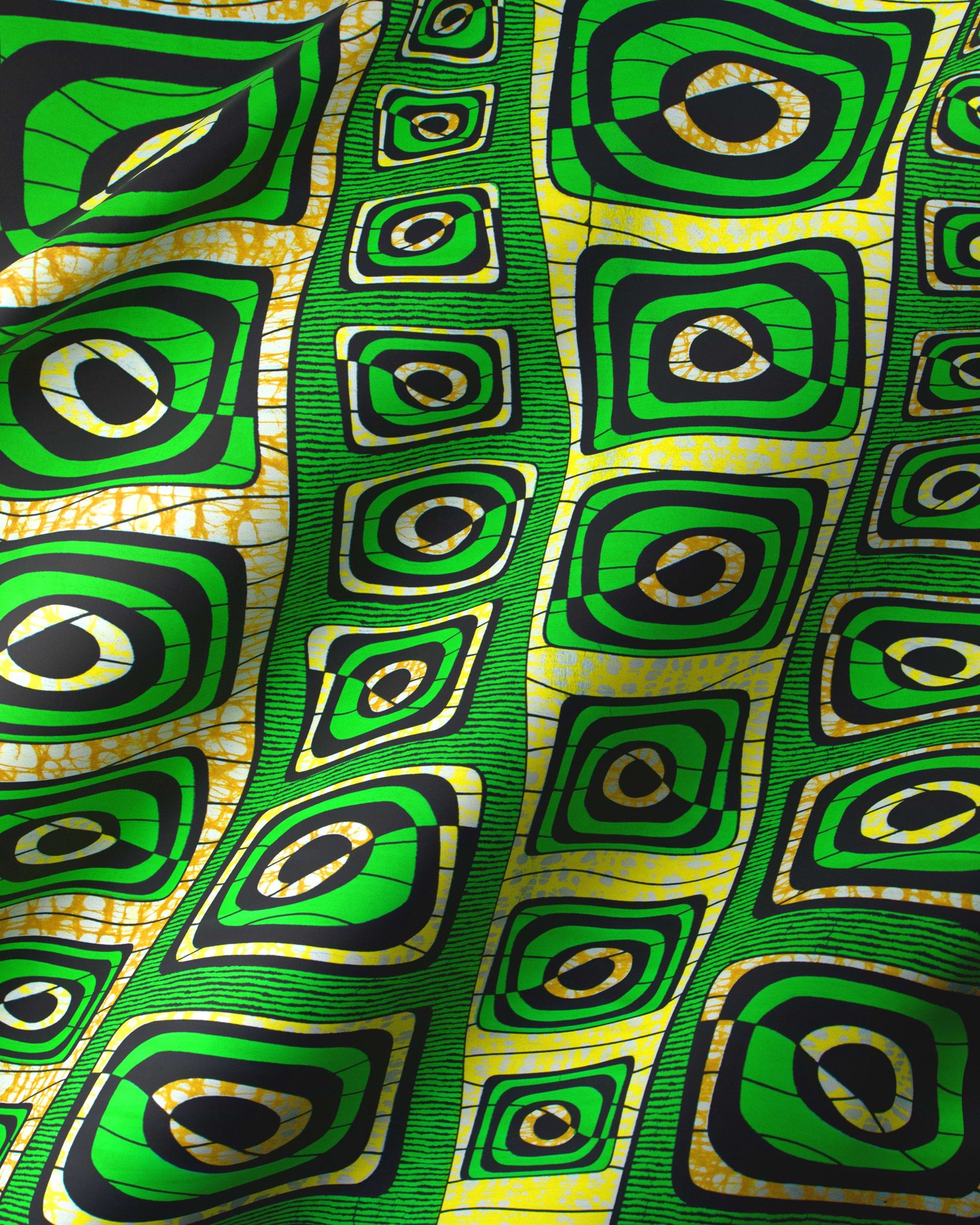 Vibrant green yellow african print super-wax vls4163.004