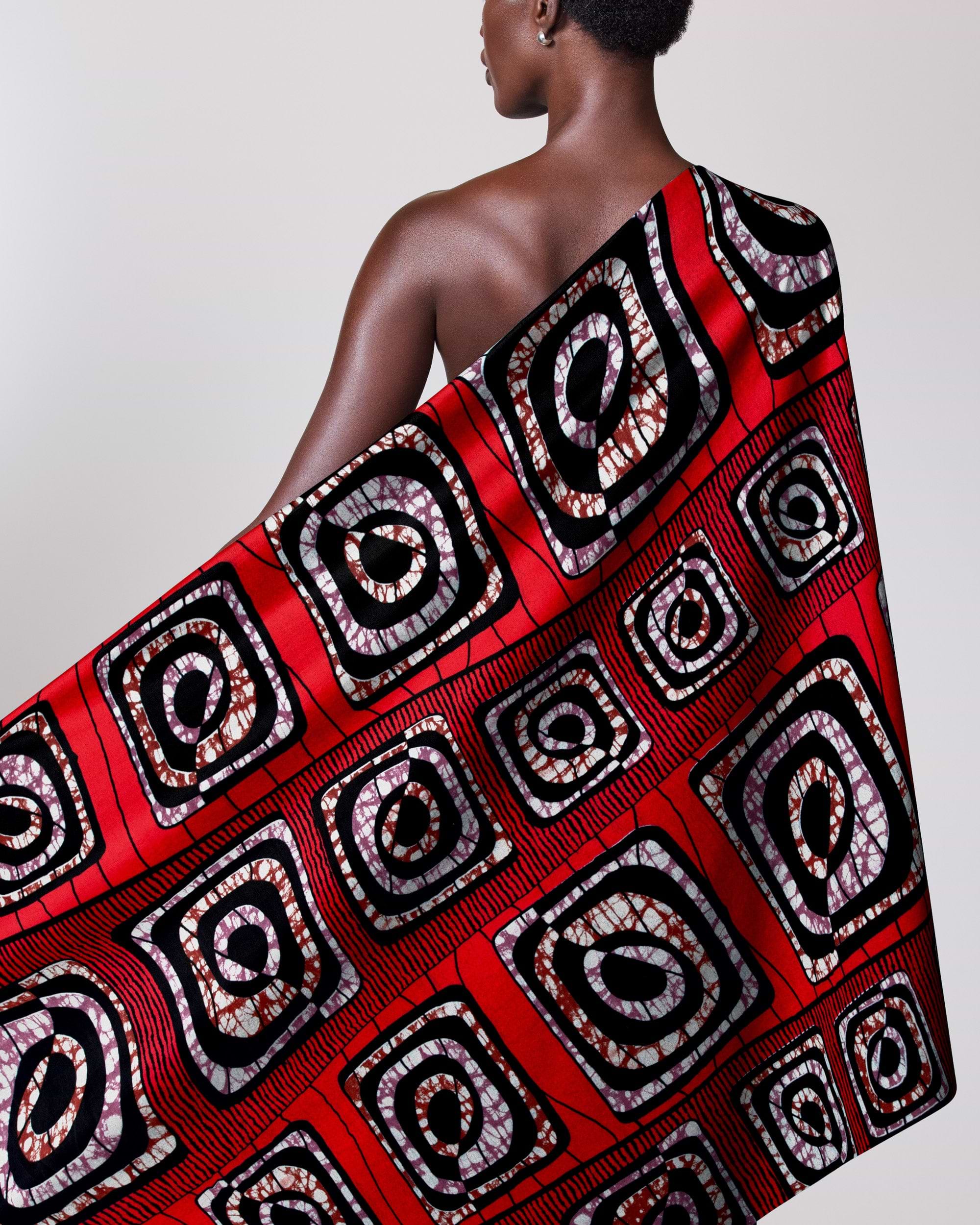 Vibrant red african print fabric super-wax vls4163.005