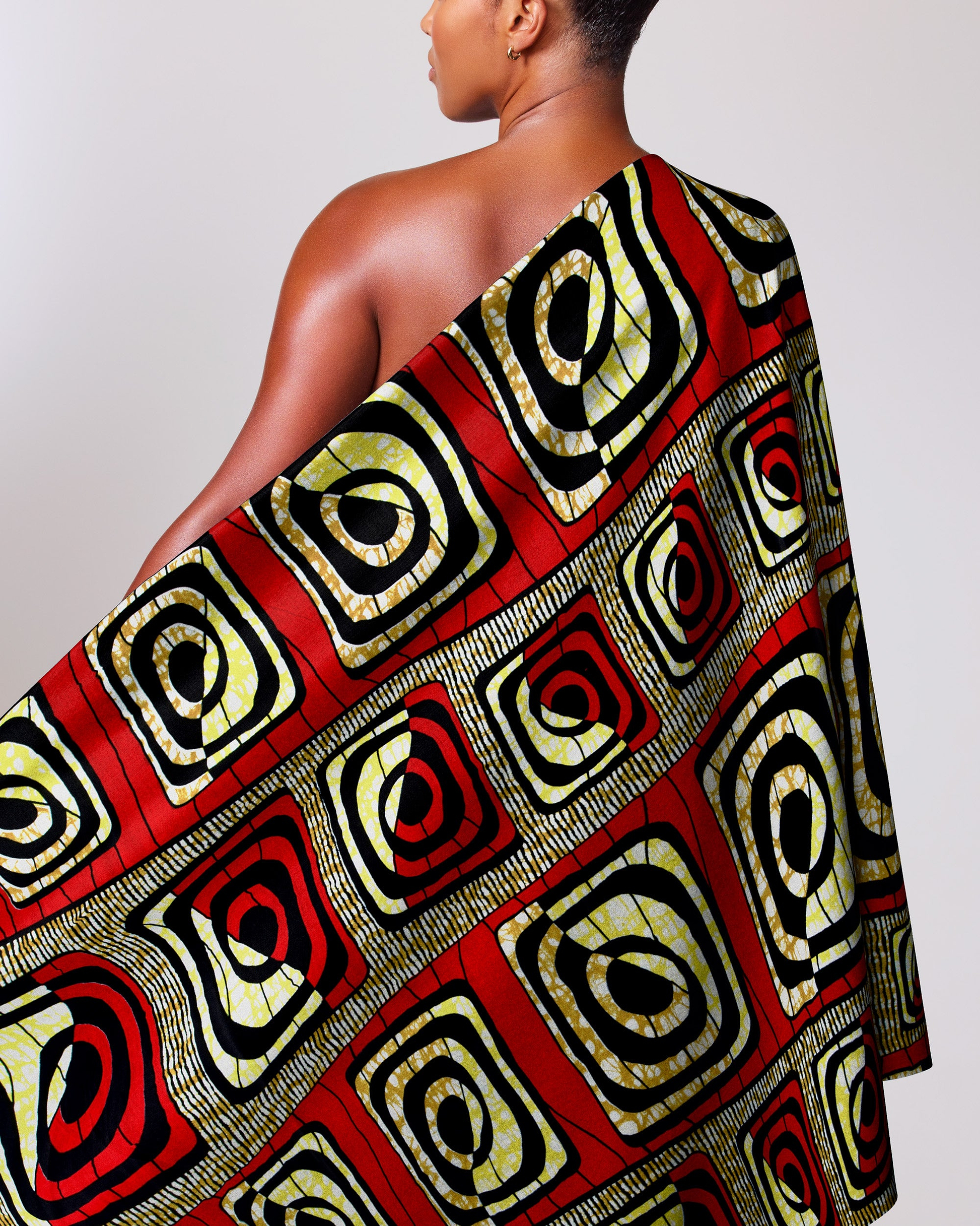 Vibrant red black cream geometric-patterned super-wax vls4163.009