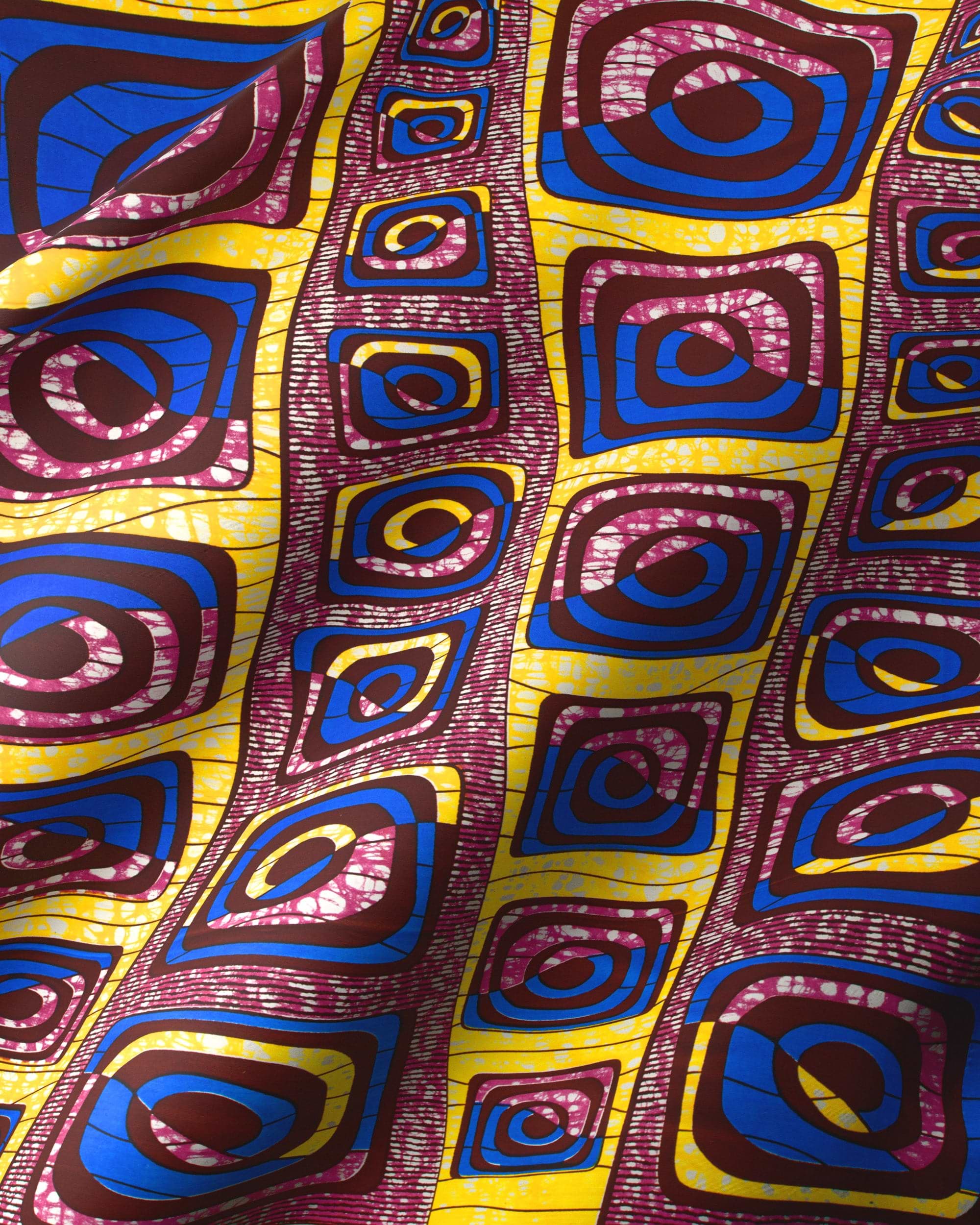 Vibrant yellow blue maroon patterned super-wax vls4163.012