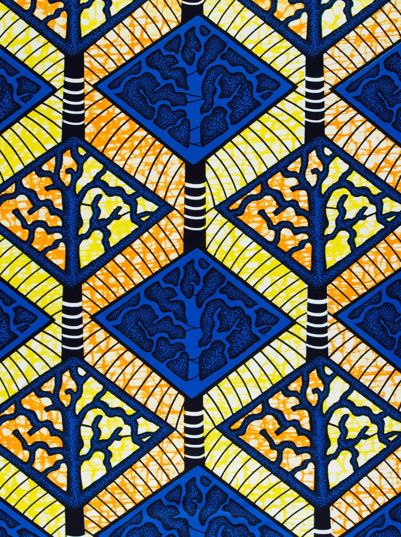 Vibrant blue yellow geometric-patterned fabric super-wax vls4398.004