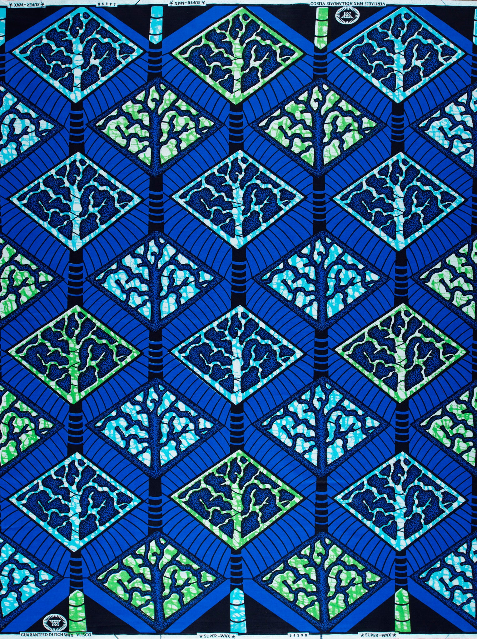 Vibrant blue green geometric-patterned fabric super-wax vls4398.007