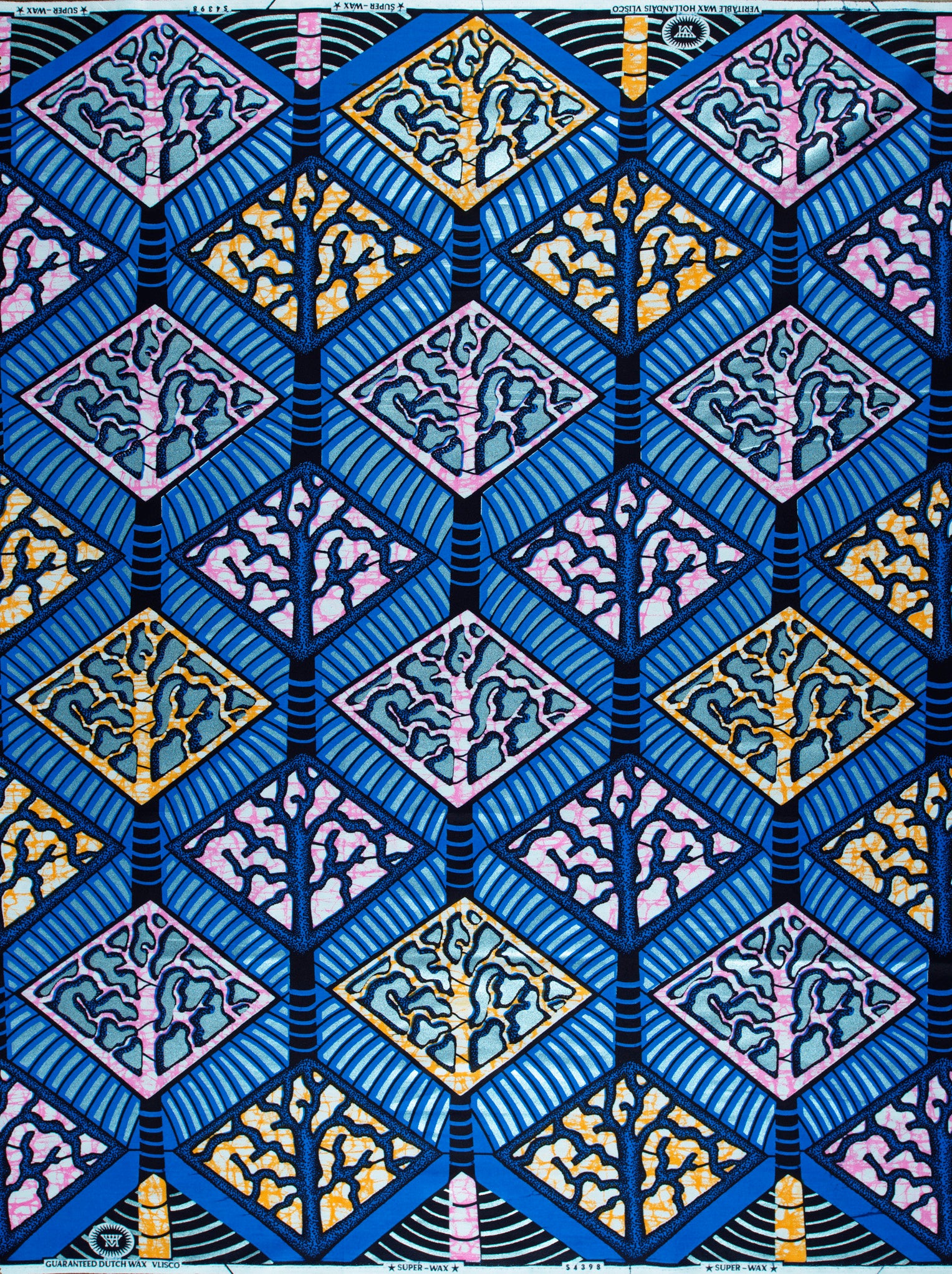 Vibrant blue pink yellow geometric-patterned super-wax vls4398.008