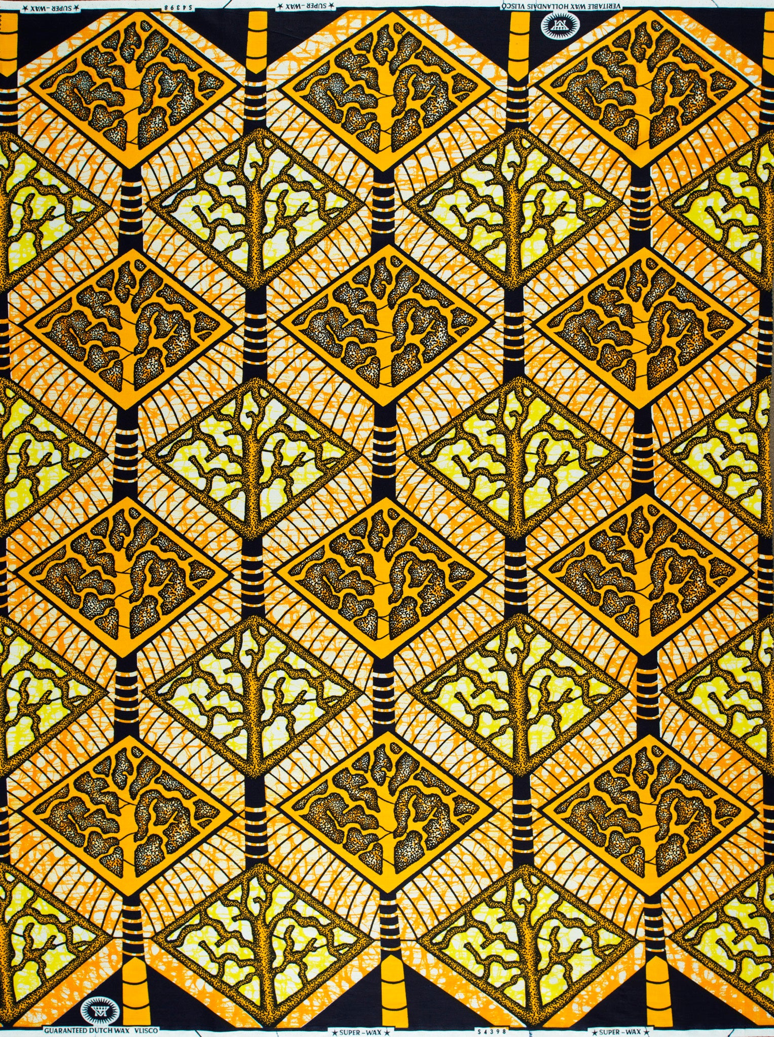 Vibrant yellow black geometric-patterned fabric super-wax vls4398.010