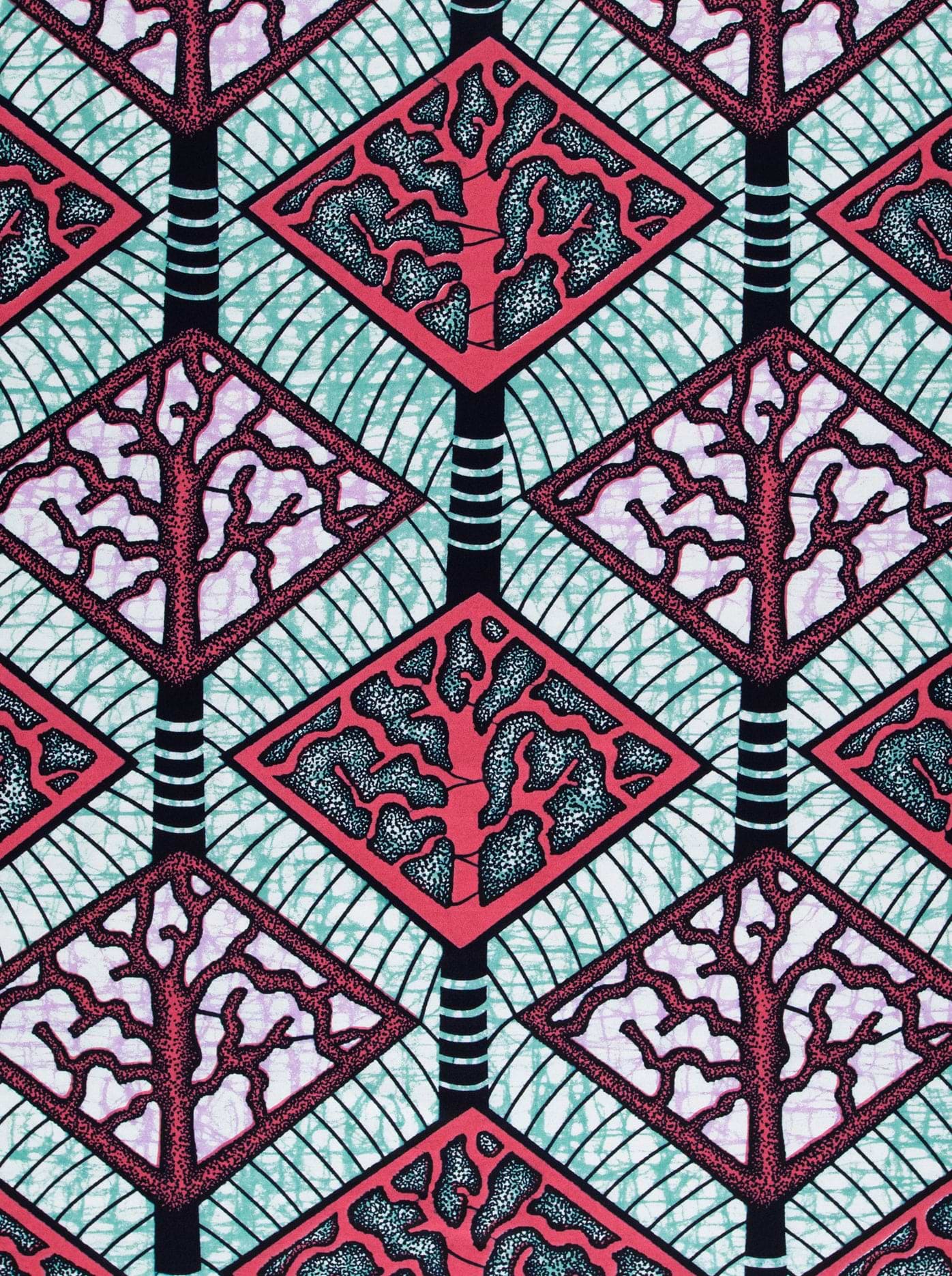 Vibrant red black tree-patterned fabric super-wax vls4398.013