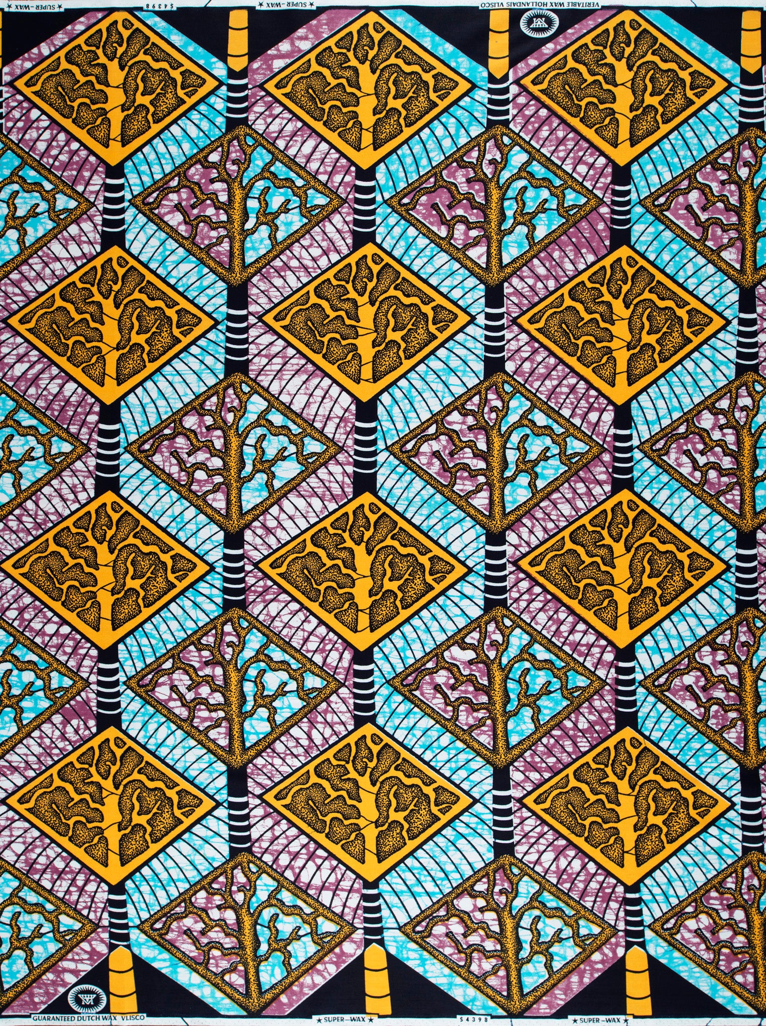 Vibrant geometric-patterned fabric bold yellow super-wax vls4398.016