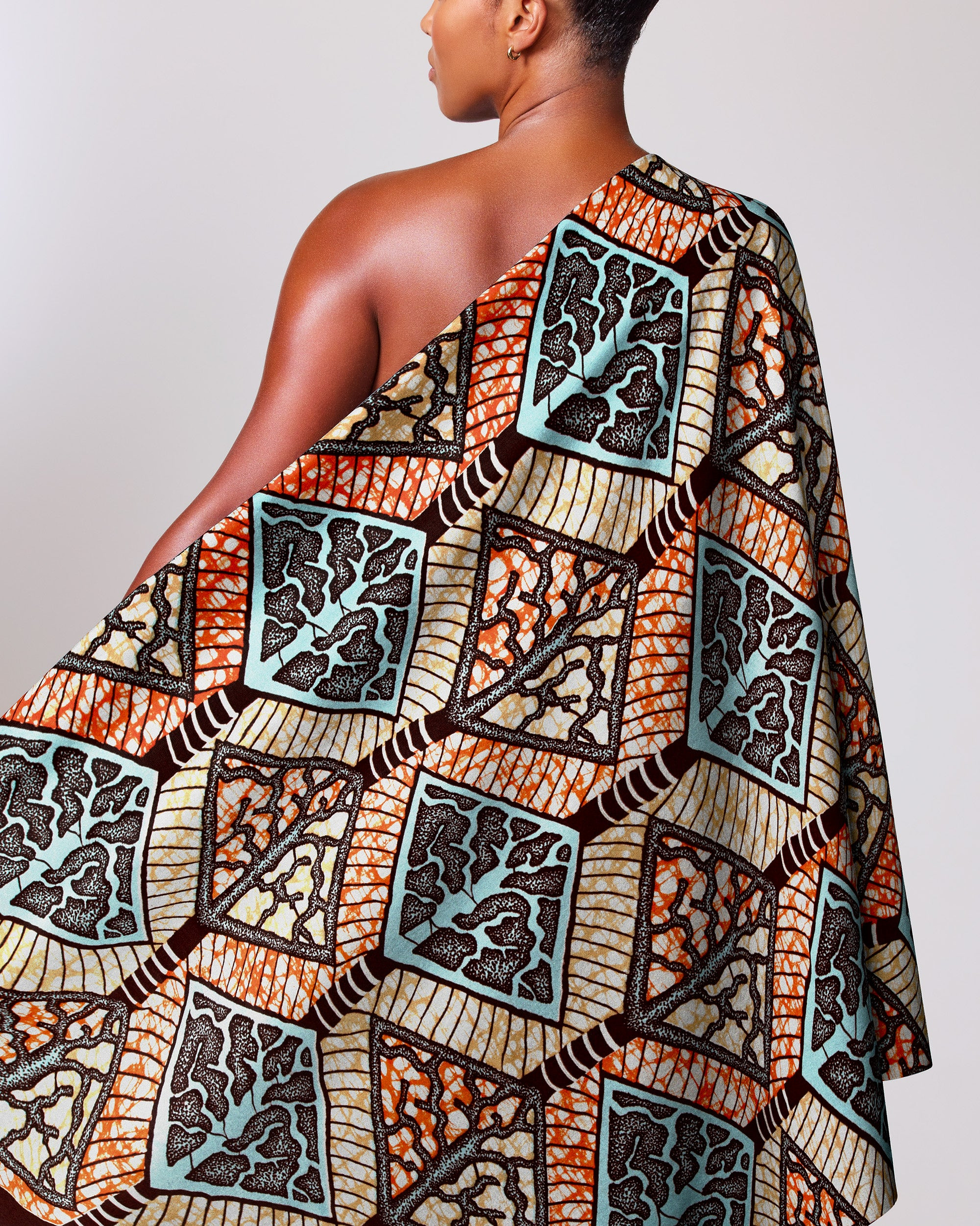 Vibrant one-shoulder dress made bold super-wax vls4398.017