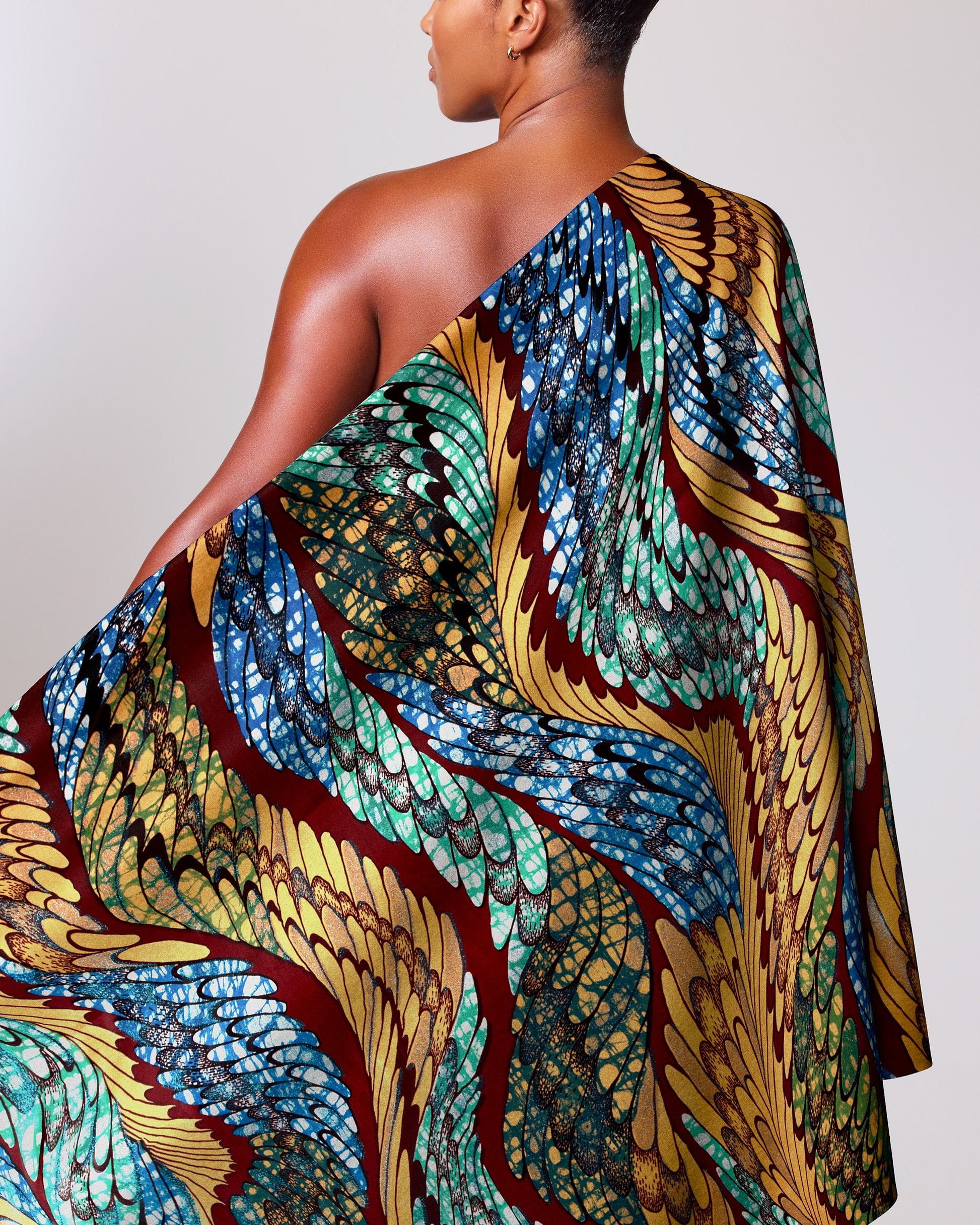 Vibrant one-shoulder wrap dress bold grand super-wax vls4417.003