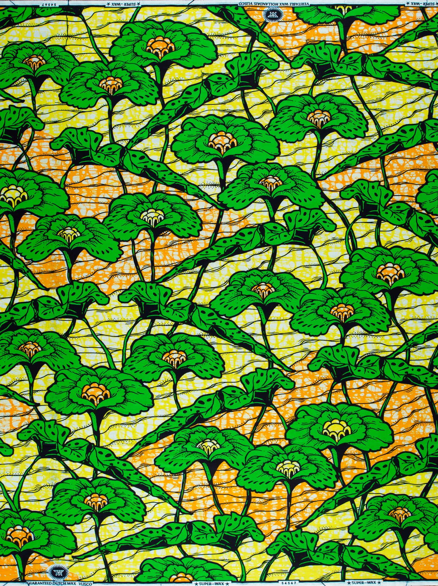Green floral patterned fabric super-wax vls4567.003