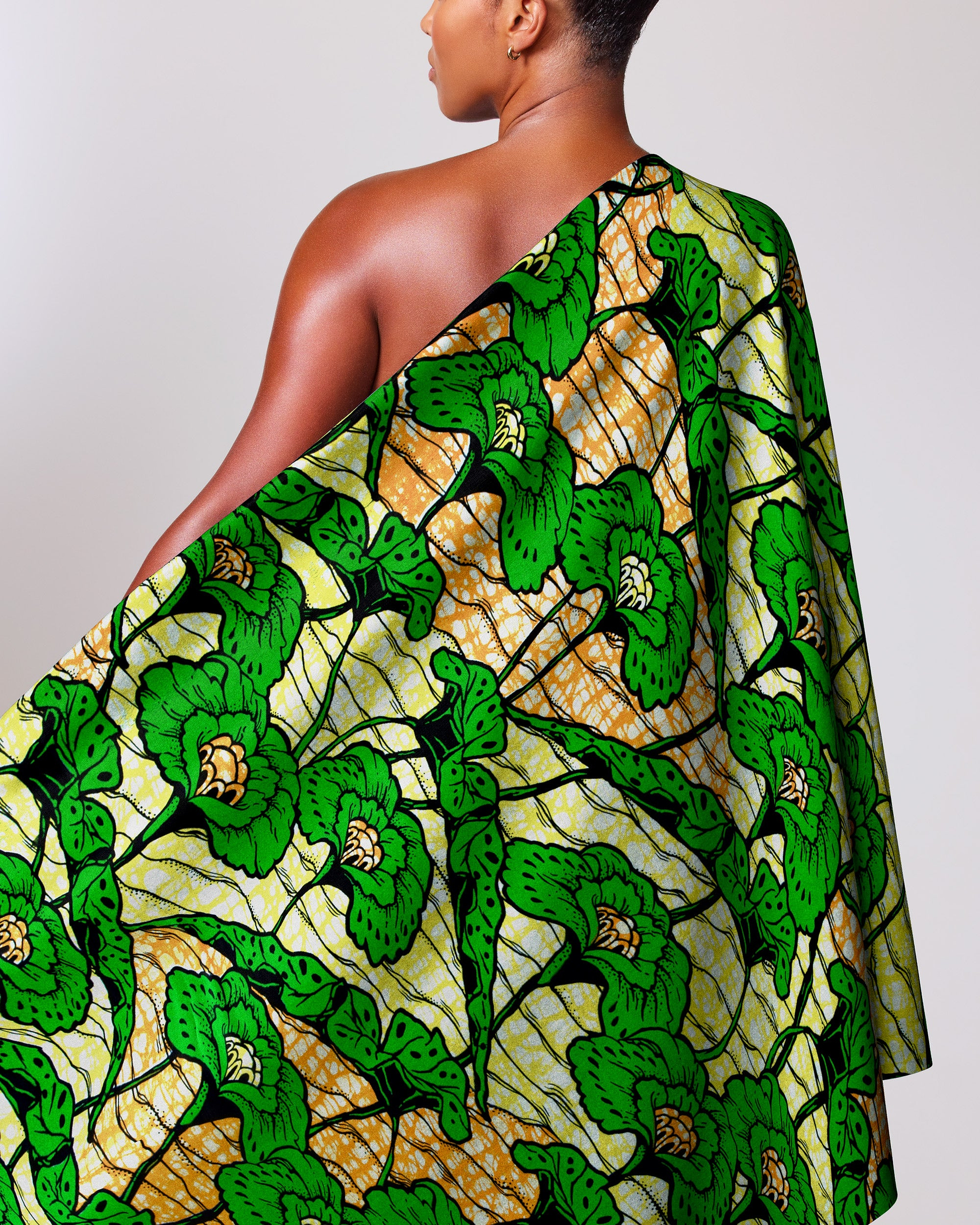 Green floral patterned fabric super-wax vls4567.003